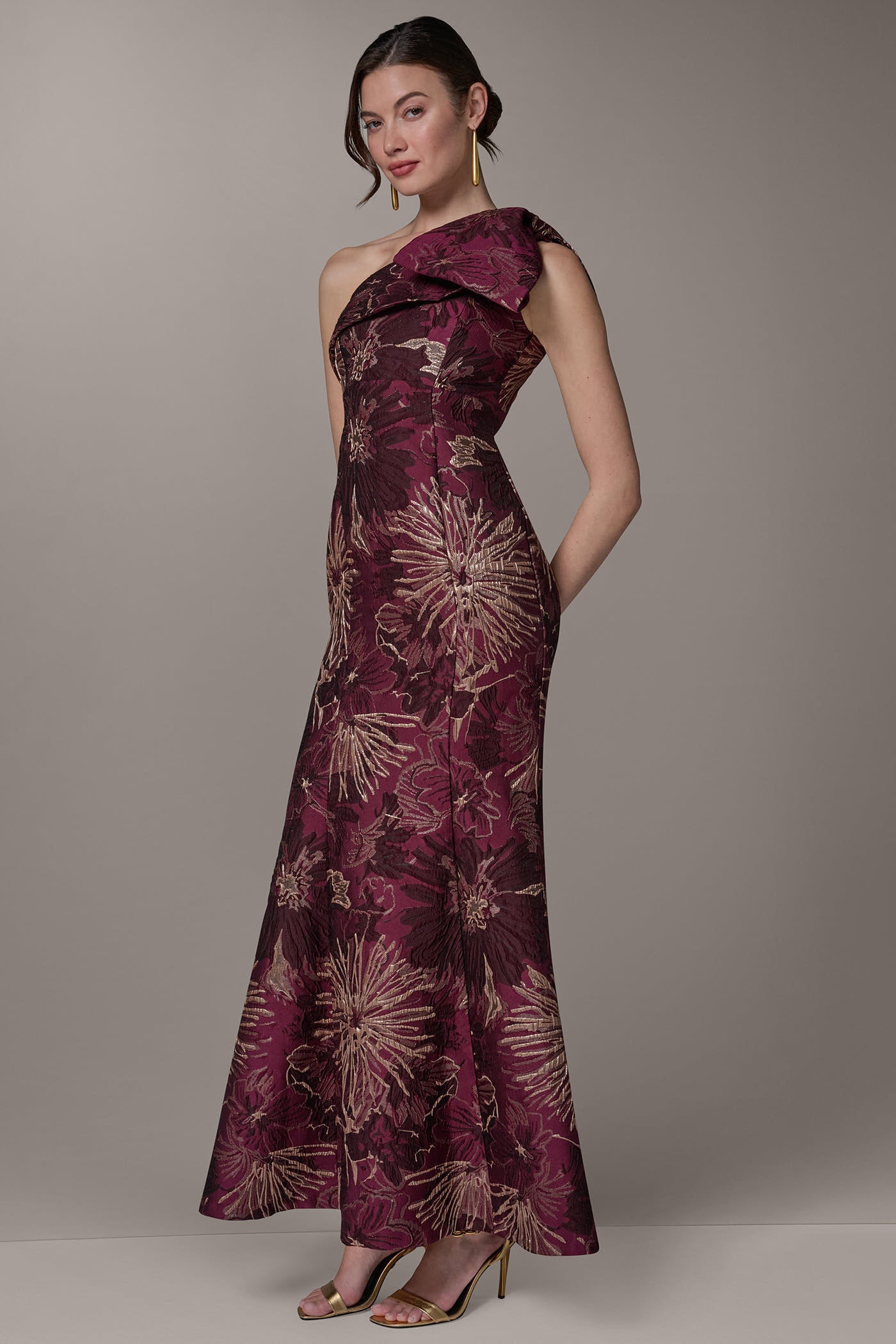 ONE SHOULDER FLORAL TRUMPET GOWN VIEW 3 | Dresses & Jumpsuits
