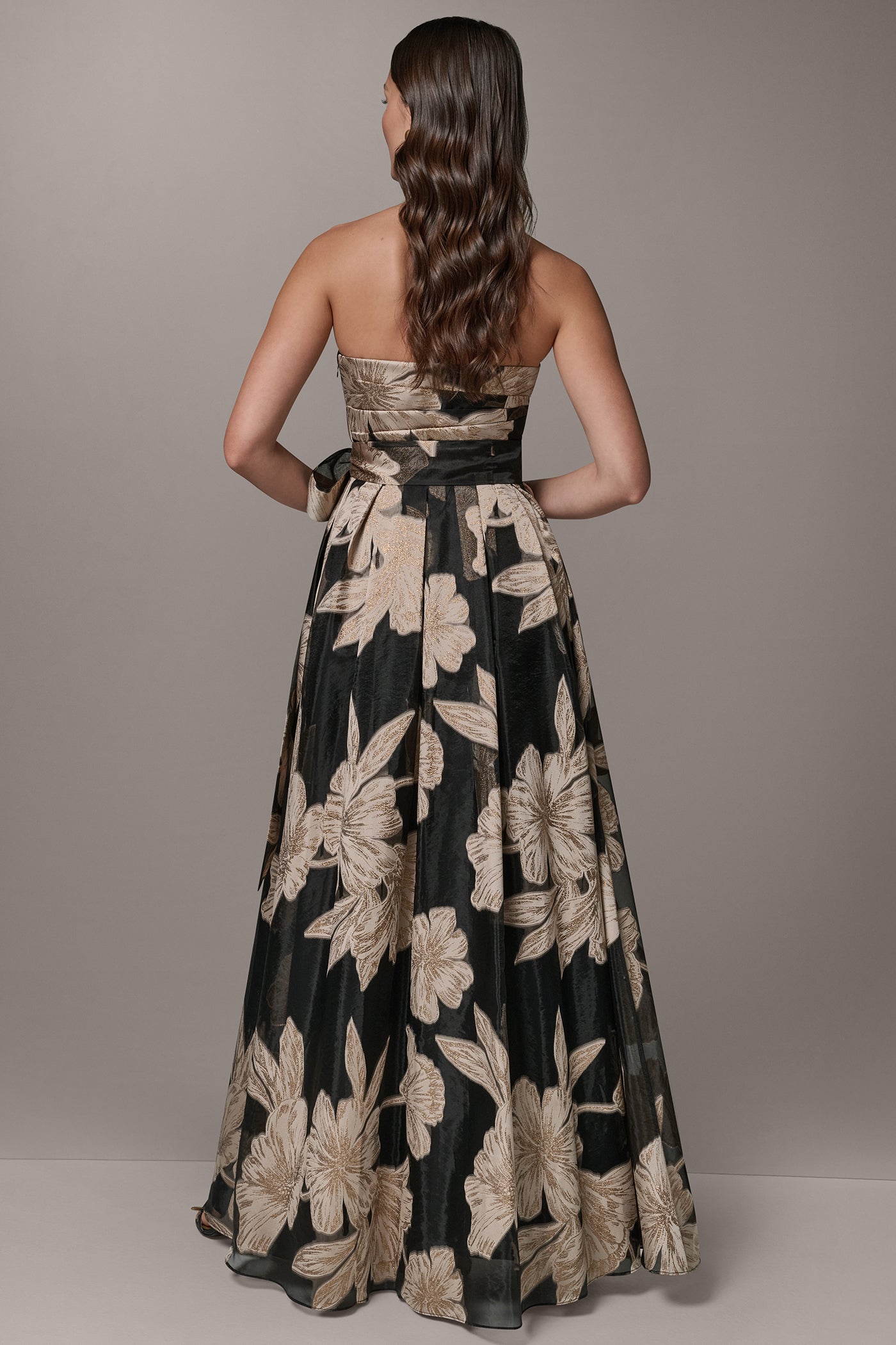 STRAPLESS SWEETHEART METALLIC FLORAL BALL GOWN VIEW 3 | Summer Collection