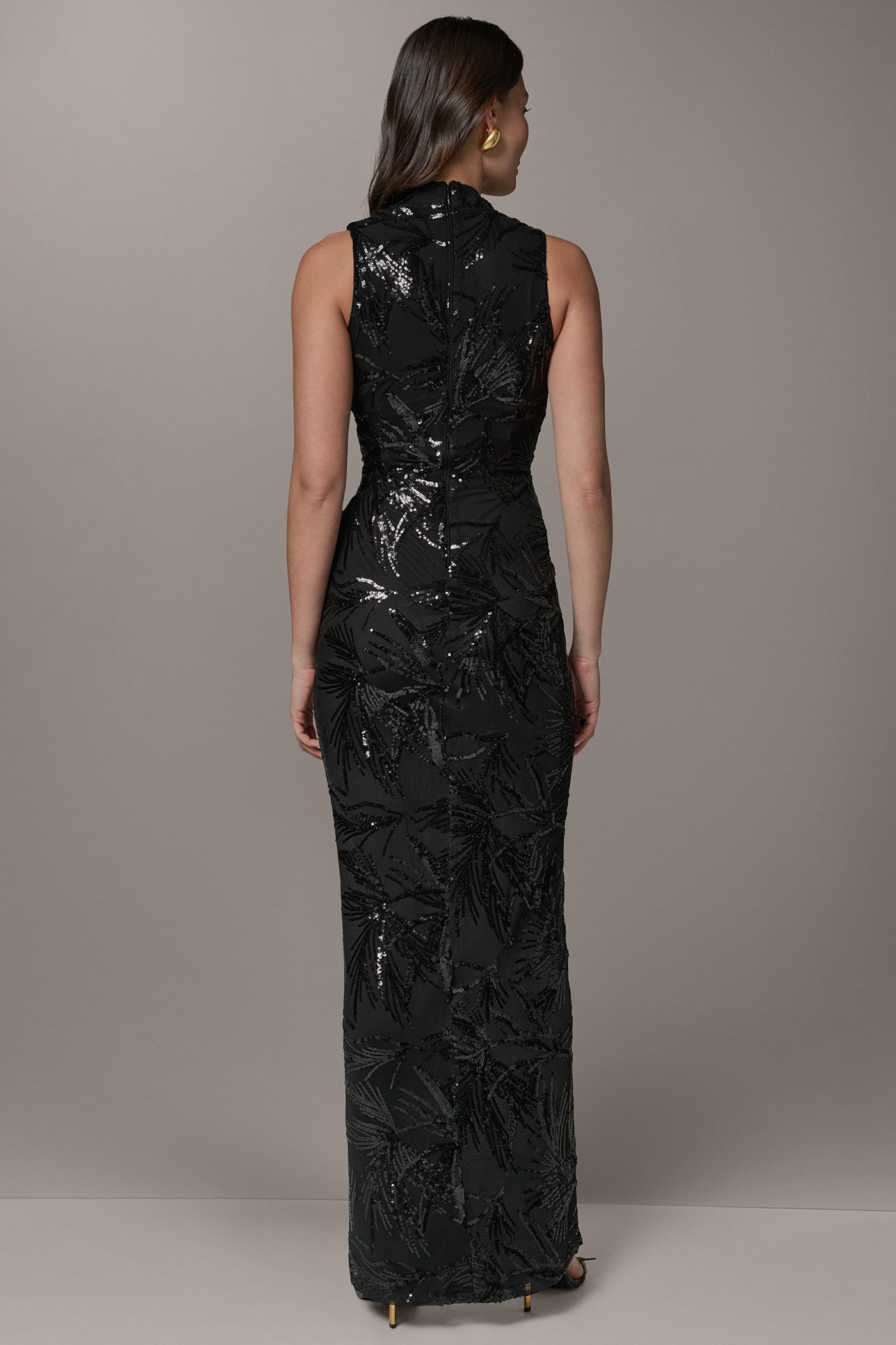 SLEEVELESS WRAP-EFFECT SEQUIN GOWN VIEW 3 | Dresses & Jumpsuits
