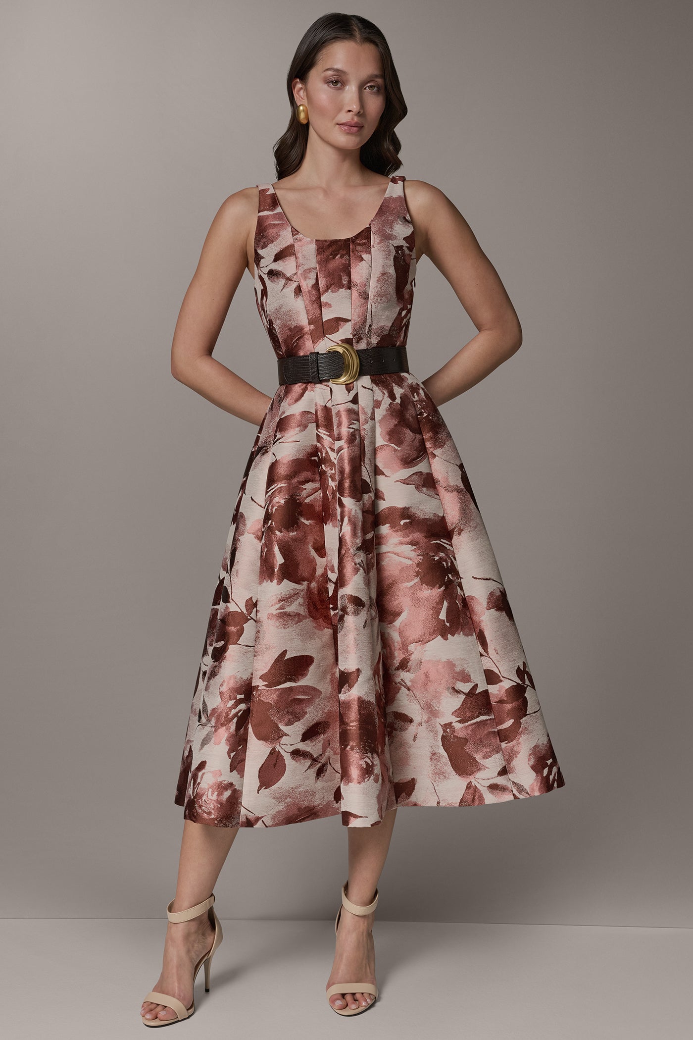 SLEEVELESS FLORAL MIDI FIT AND FLARE DRESS VIEW 8 | Summer Collection