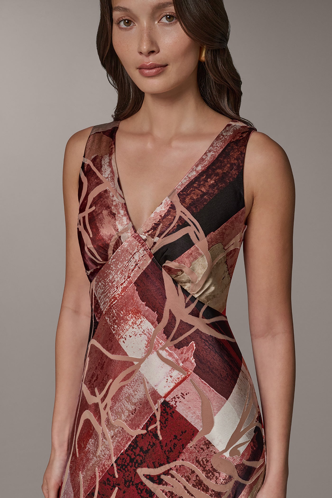 SLEEVELESS ABSTRACT BURNOUT MIDI A-LINE DRESS VIEW 5
