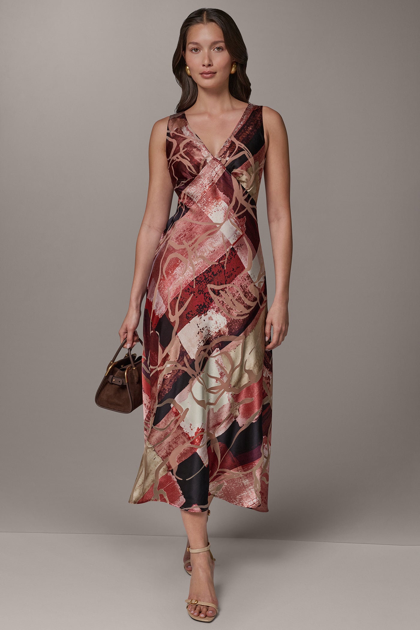 SLEEVELESS ABSTRACT BURNOUT MIDI A-LINE DRESS VIEW 7