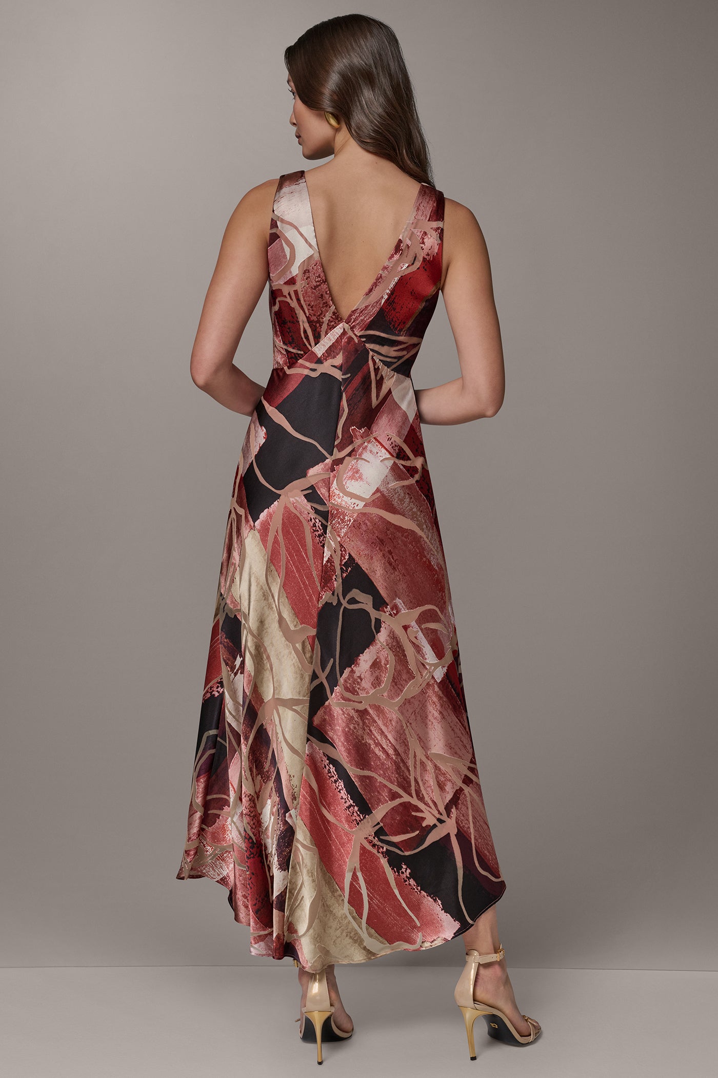 SLEEVELESS ABSTRACT BURNOUT MIDI A-LINE DRESS VIEW 3