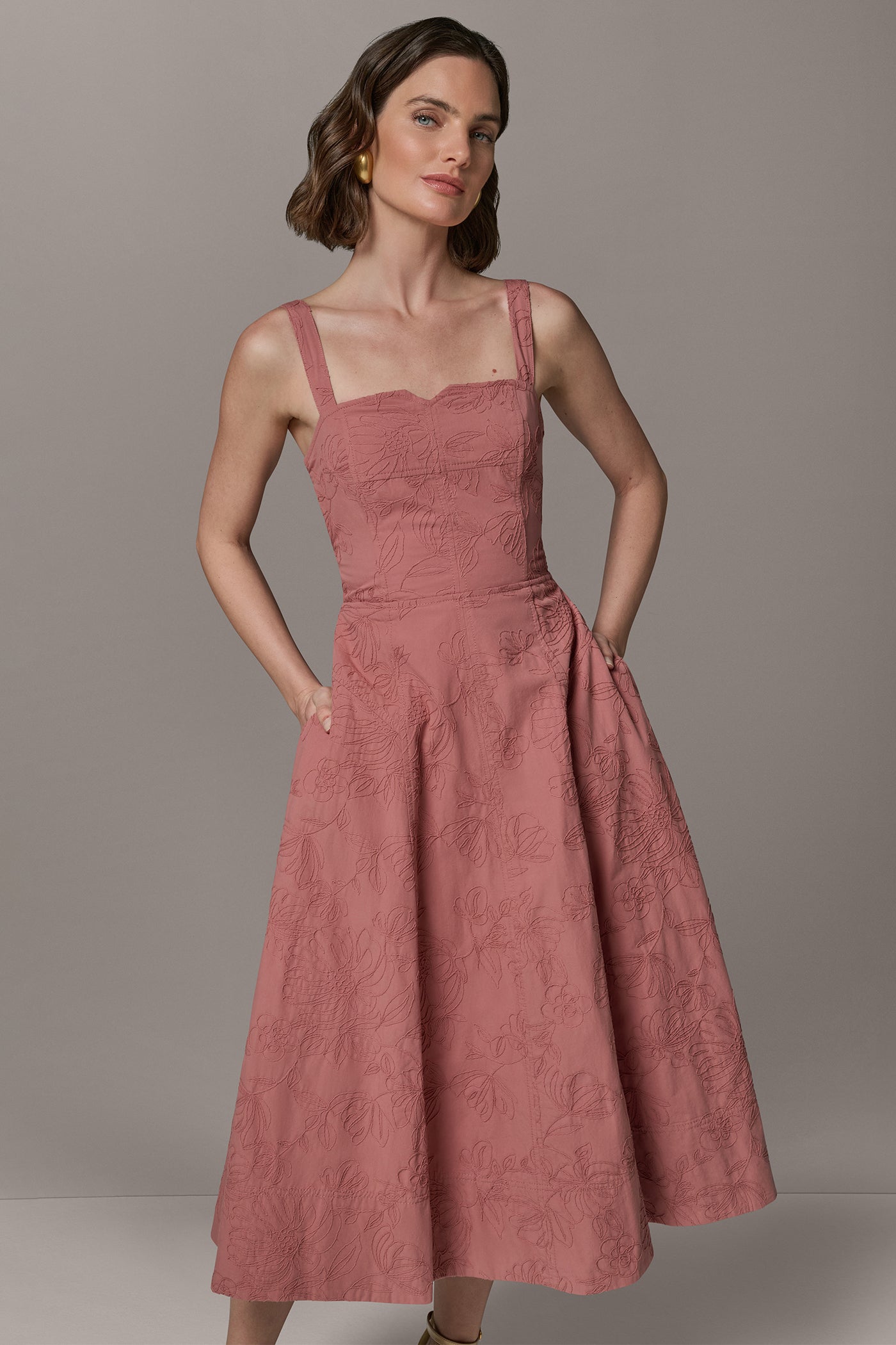 SLEEVELESS MIDI FIT AND FLARE DRESS VIEW 3 | Dresses & Jumpsuits