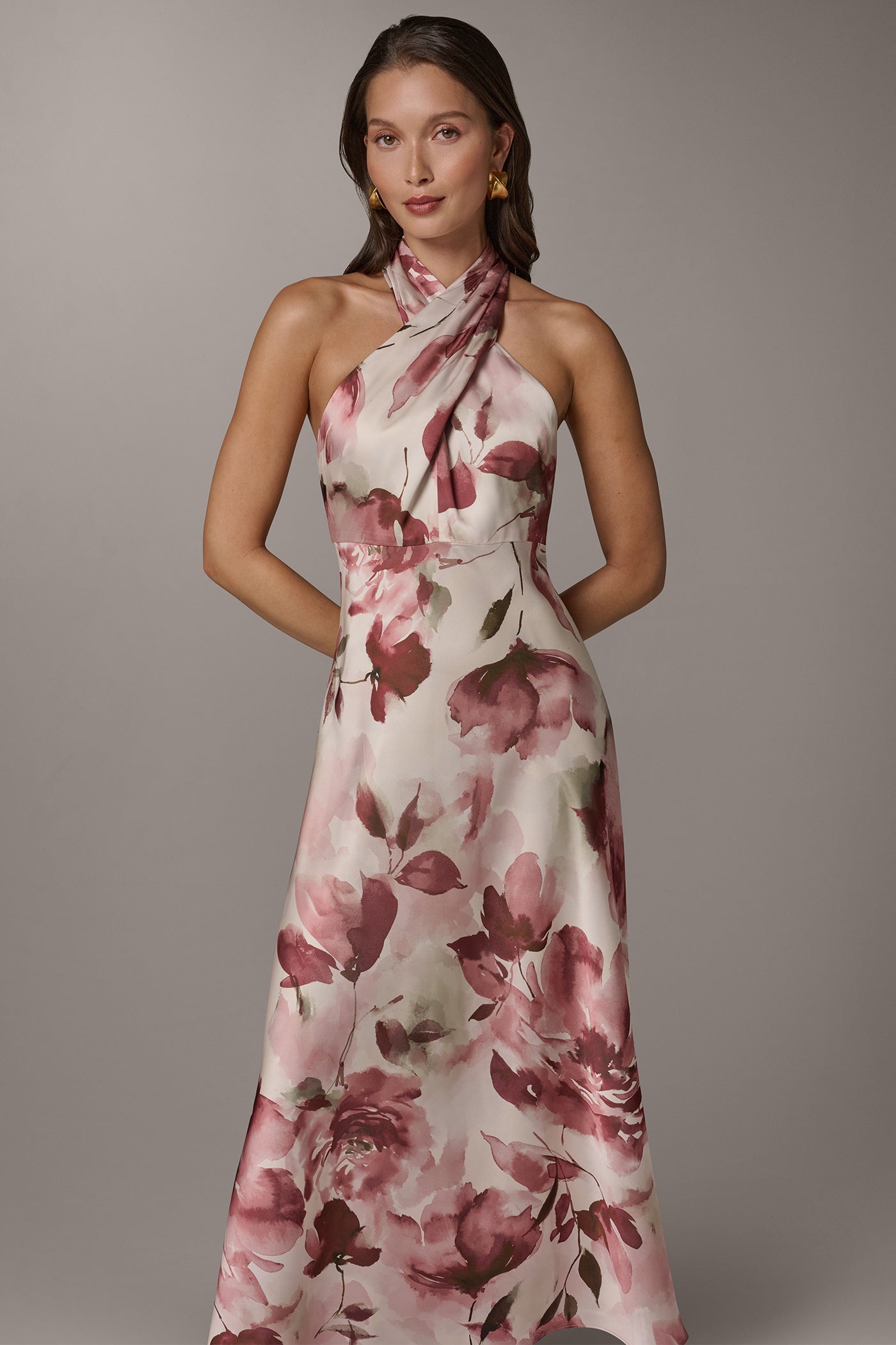 FLORAL MIDI A-LINE HALTER DRESS | View 2 | Dresses & Jumpsuits