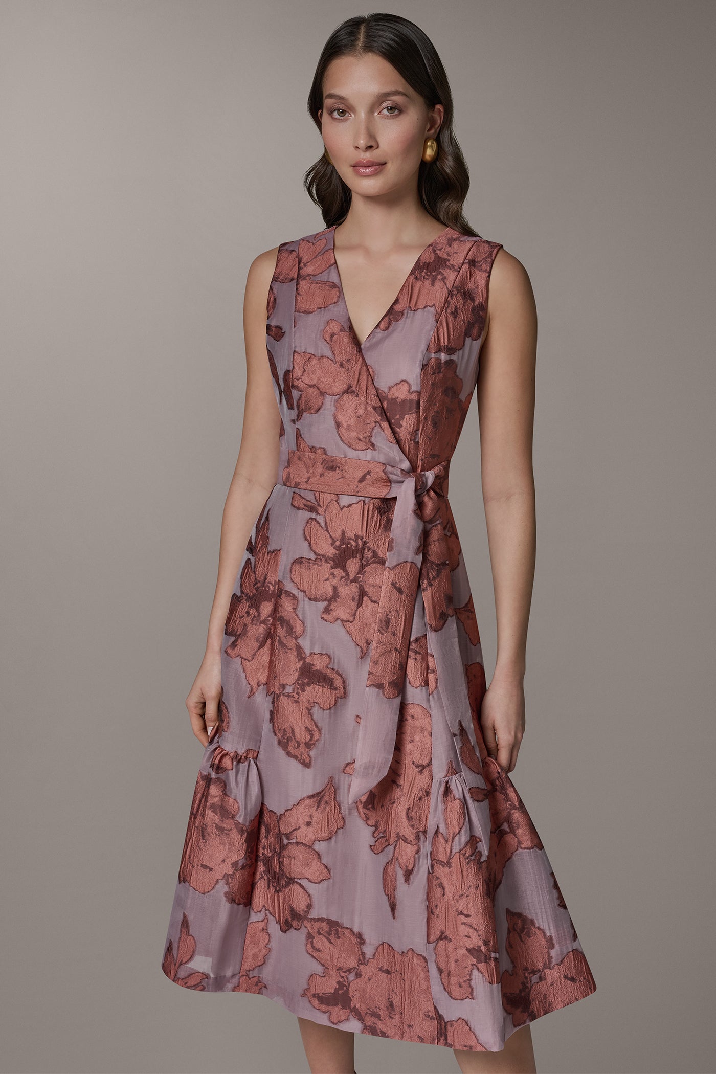 SLEEVELESS FLORAL MIDI FIT AND FLARE DRESS VIEW 8 | Summer Collection