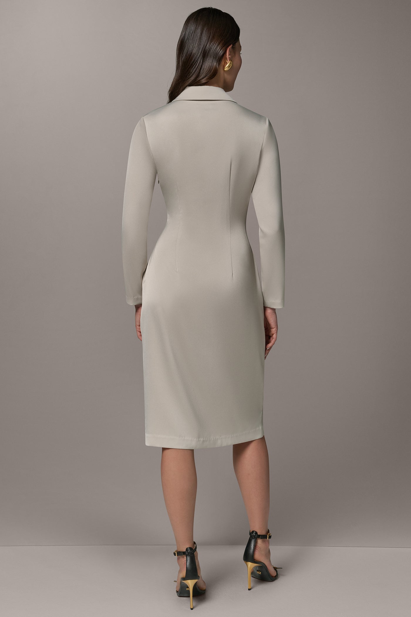 Donna Karan Women's Long Sleeve Wrap-Effect Shirt Dress in Tuscan Grey Donna Karan Women's Long Sleeve Wrap-Effect Shirt Dress in Tuscan Grey