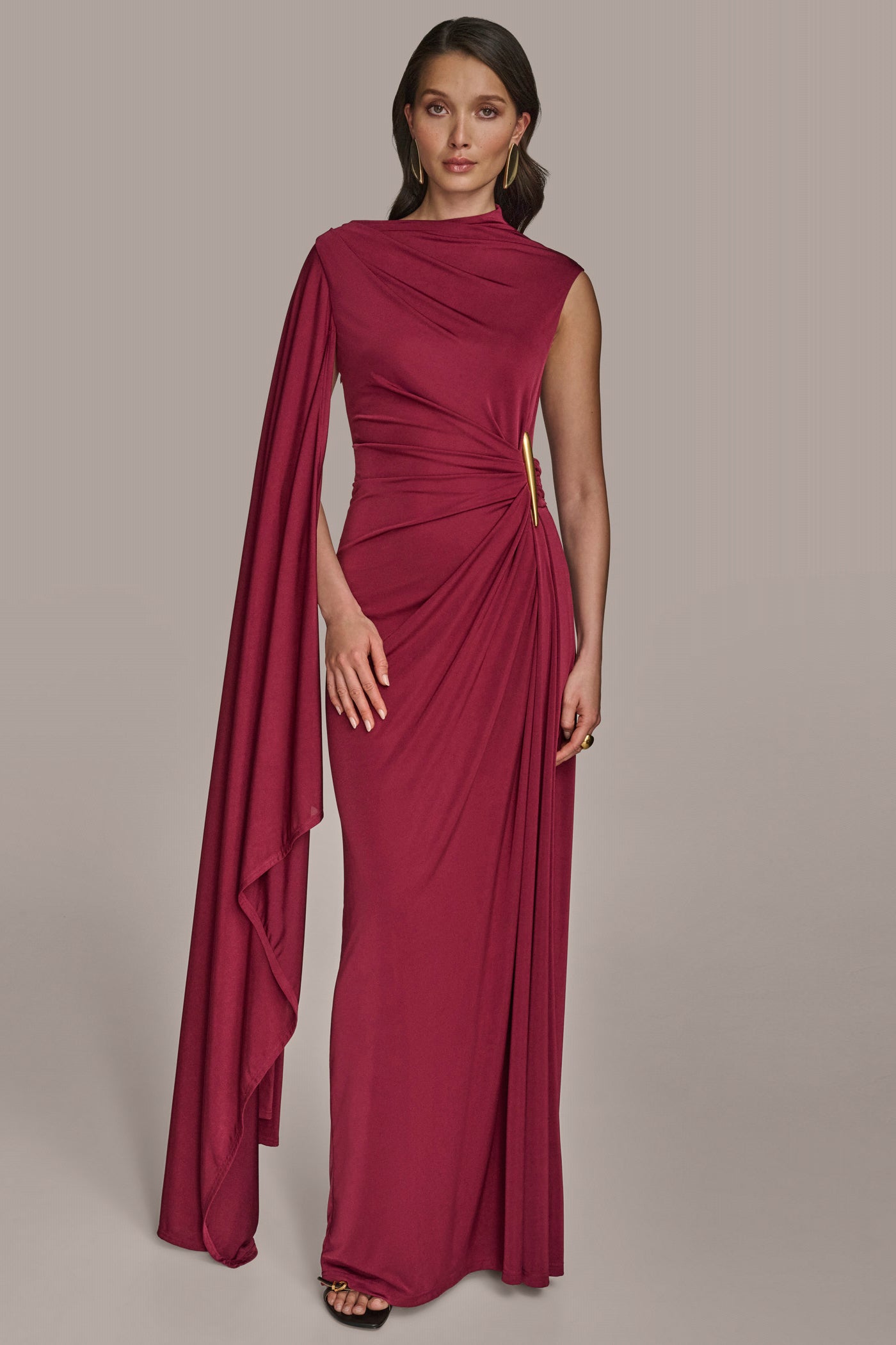 CAPE-SLEEVE GATHERED GOWN | View 1 | Dresses & Jumpsuits