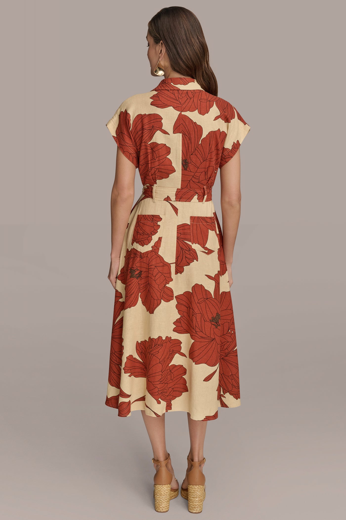 FLORAL LINEN-BLEND MIDI SHIRT DRESS | View 2 | Dresses & Jumpsuits