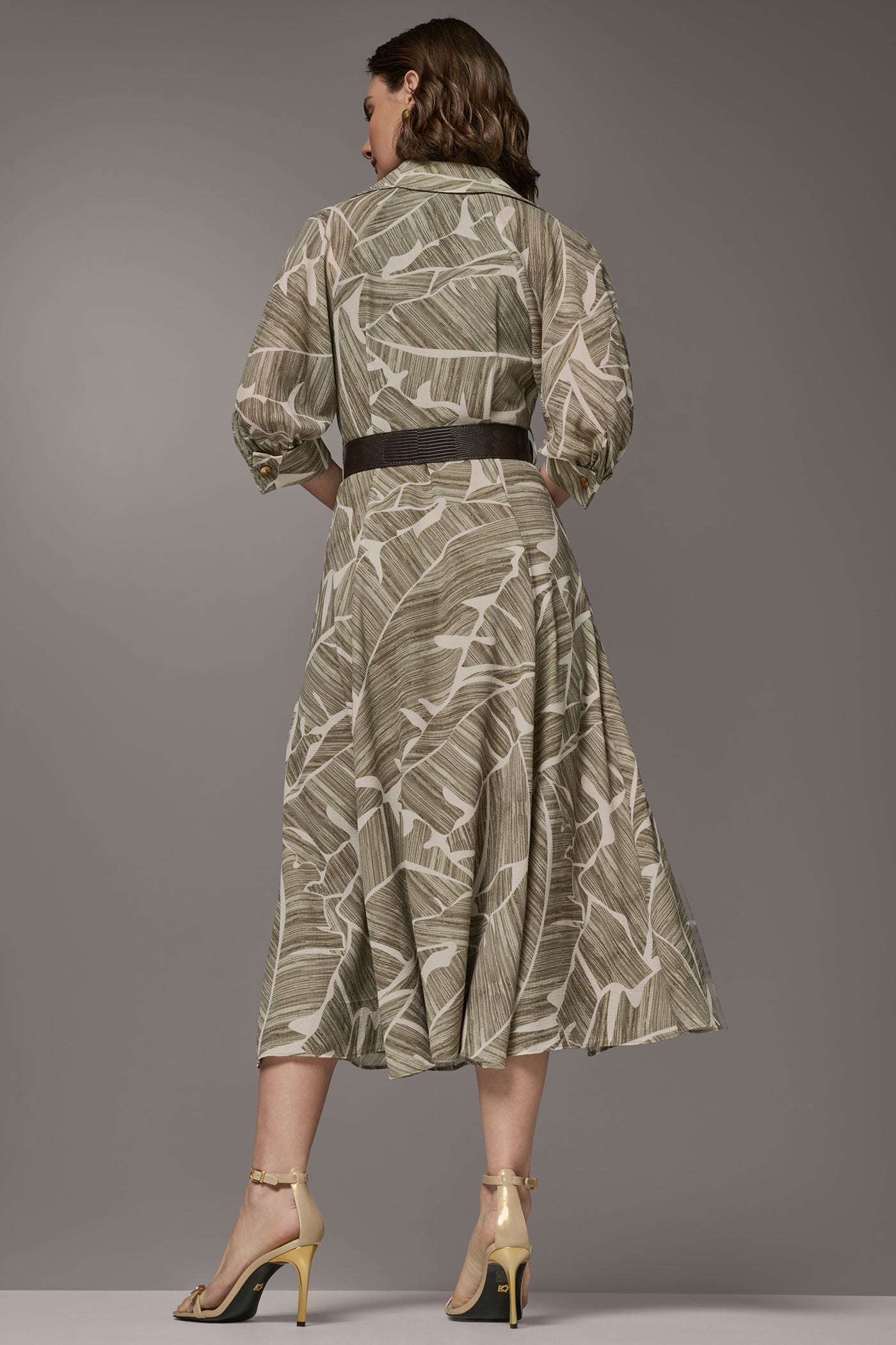 ABSTRACT BELTED A LINE MIDI SHIRT DRESS VIEW 9 | Essential Dresses
