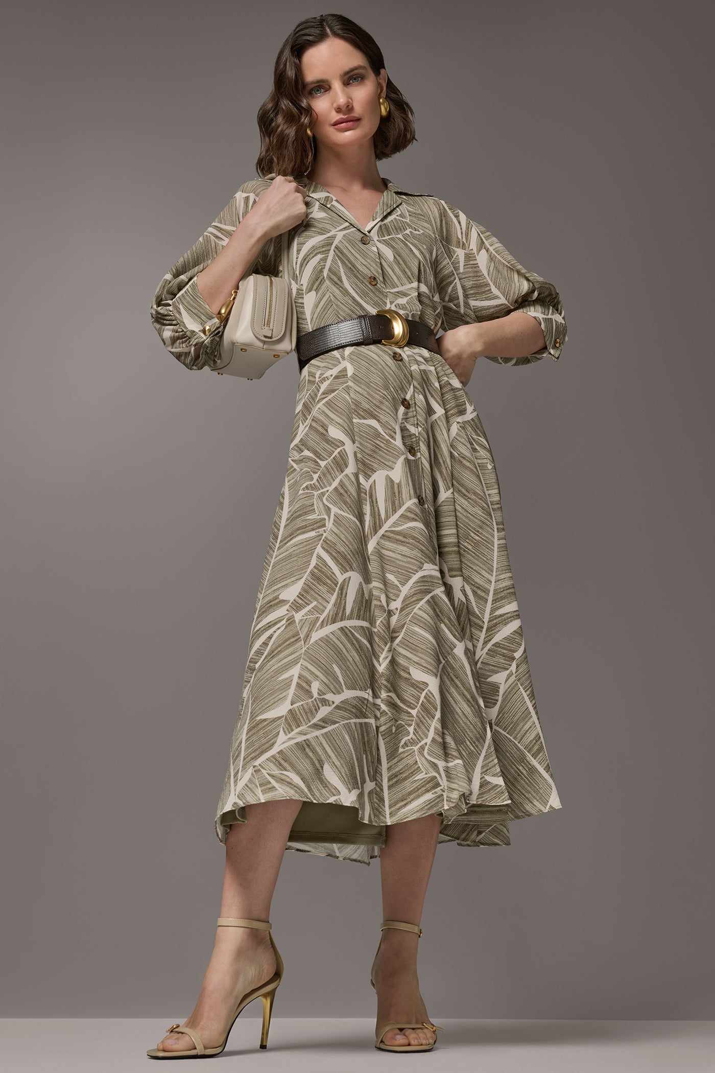 ABSTRACT BELTED A LINE MIDI SHIRT DRESS VIEW 8 | Essential Dresses