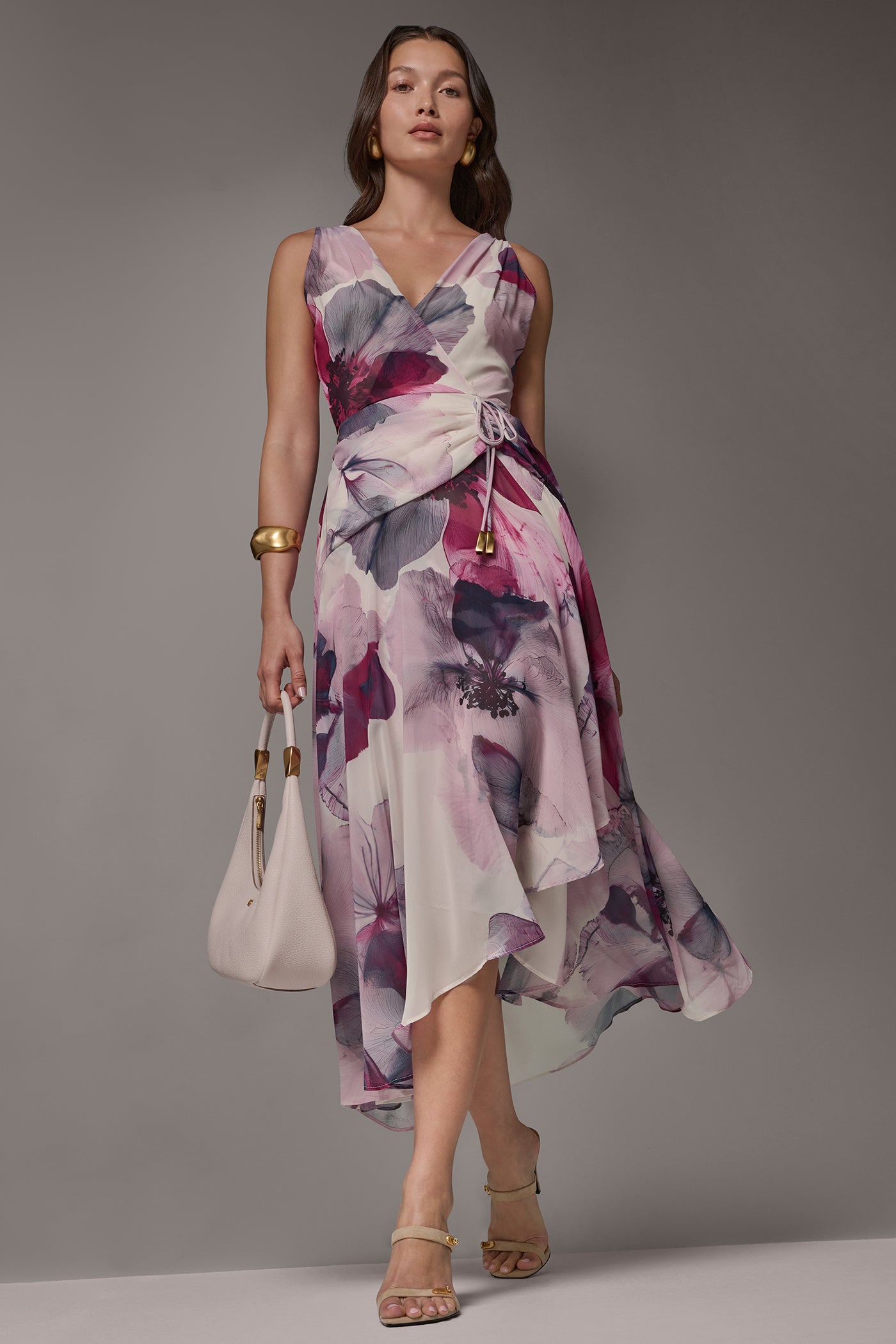 WRAP-EFFECT FLORAL MIDI A-LINE DRESS VIEW 12 | Summer Collection