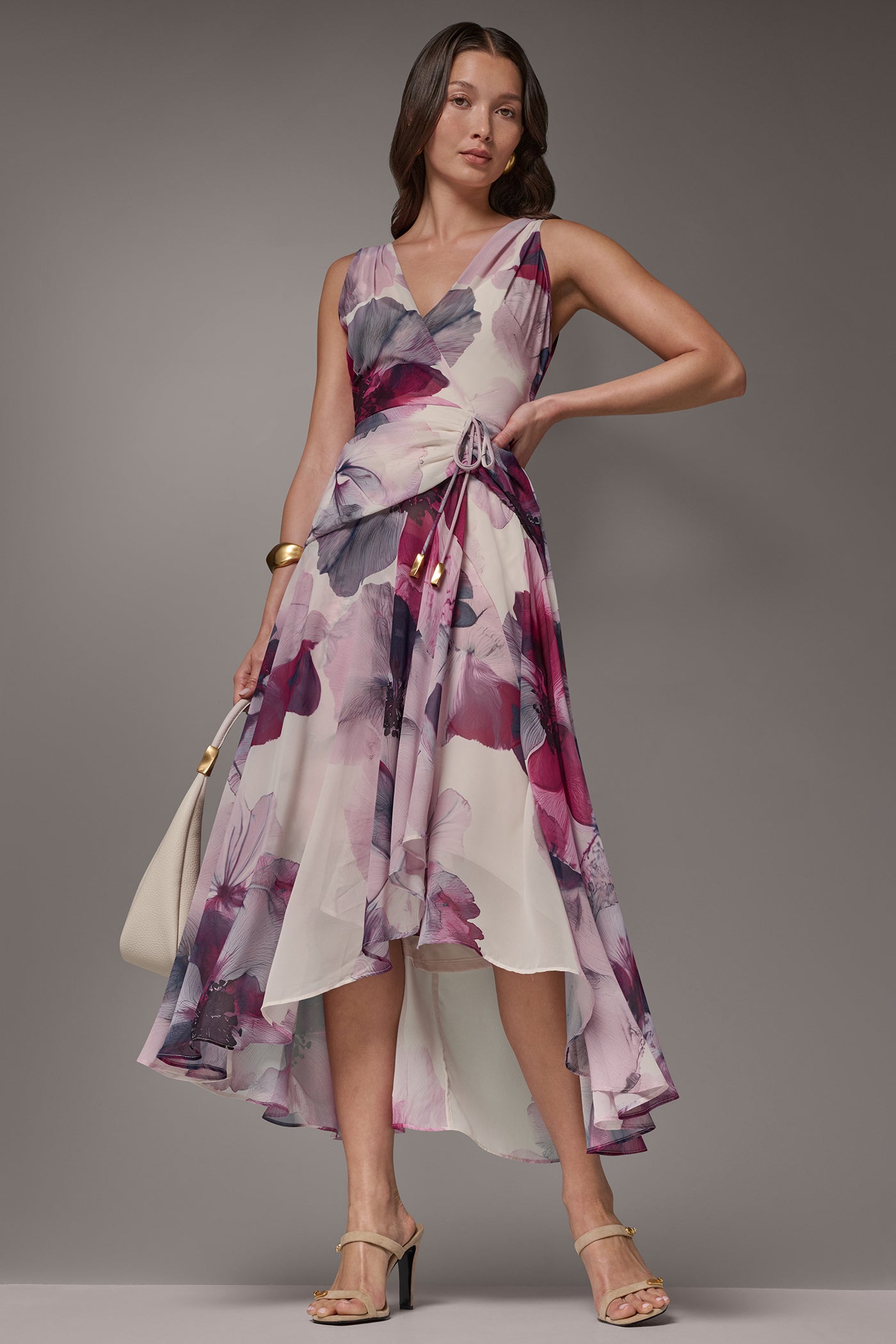 WRAP-EFFECT FLORAL MIDI A-LINE DRESS VIEW 9 | Summer Collection
