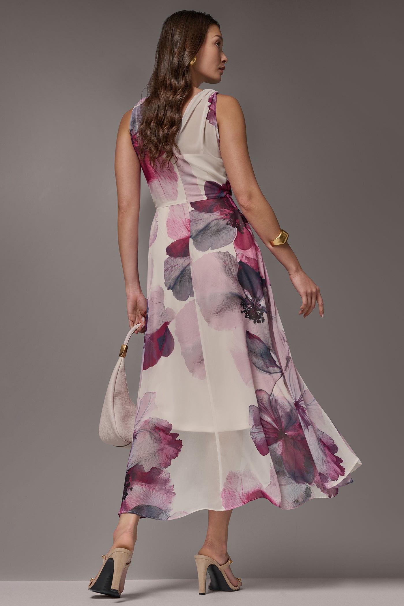 WRAP-EFFECT FLORAL MIDI A-LINE DRESS VIEW 13 | Summer Collection