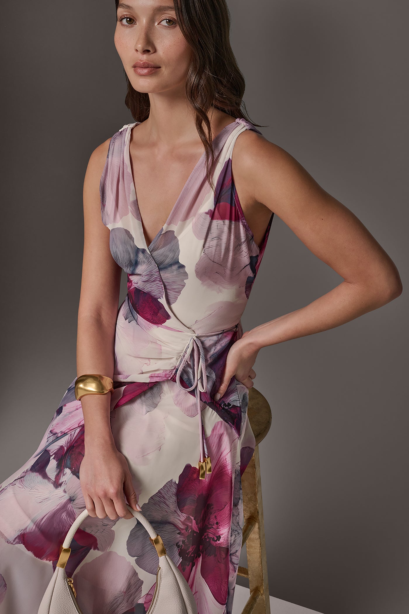 WRAP-EFFECT FLORAL MIDI A-LINE DRESS VIEW 11 | Summer Collection