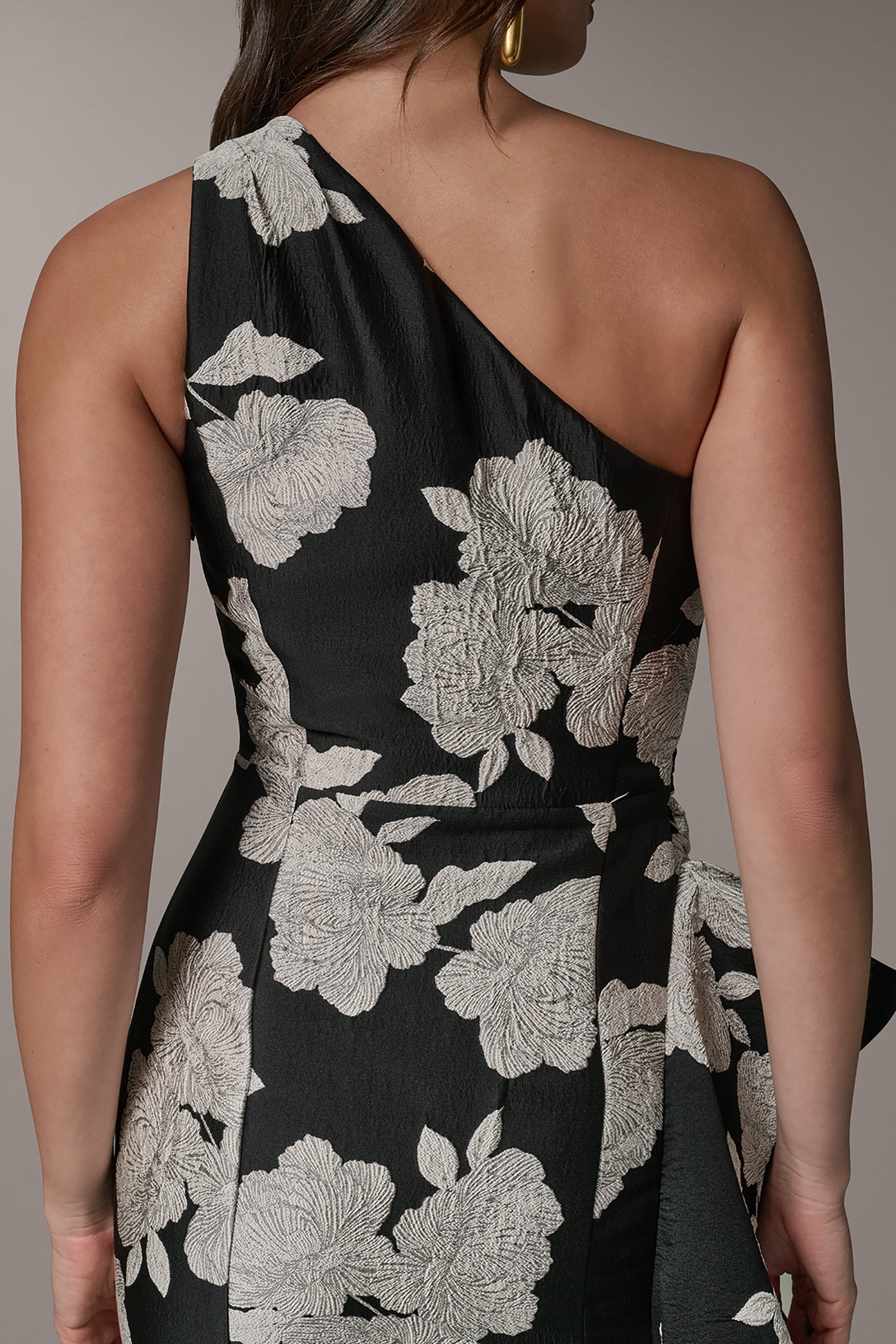 ONE SHOULDER FLORAL SIDE RUFFLE GOWN VIEW 5 | Dresses & Jumpsuits
