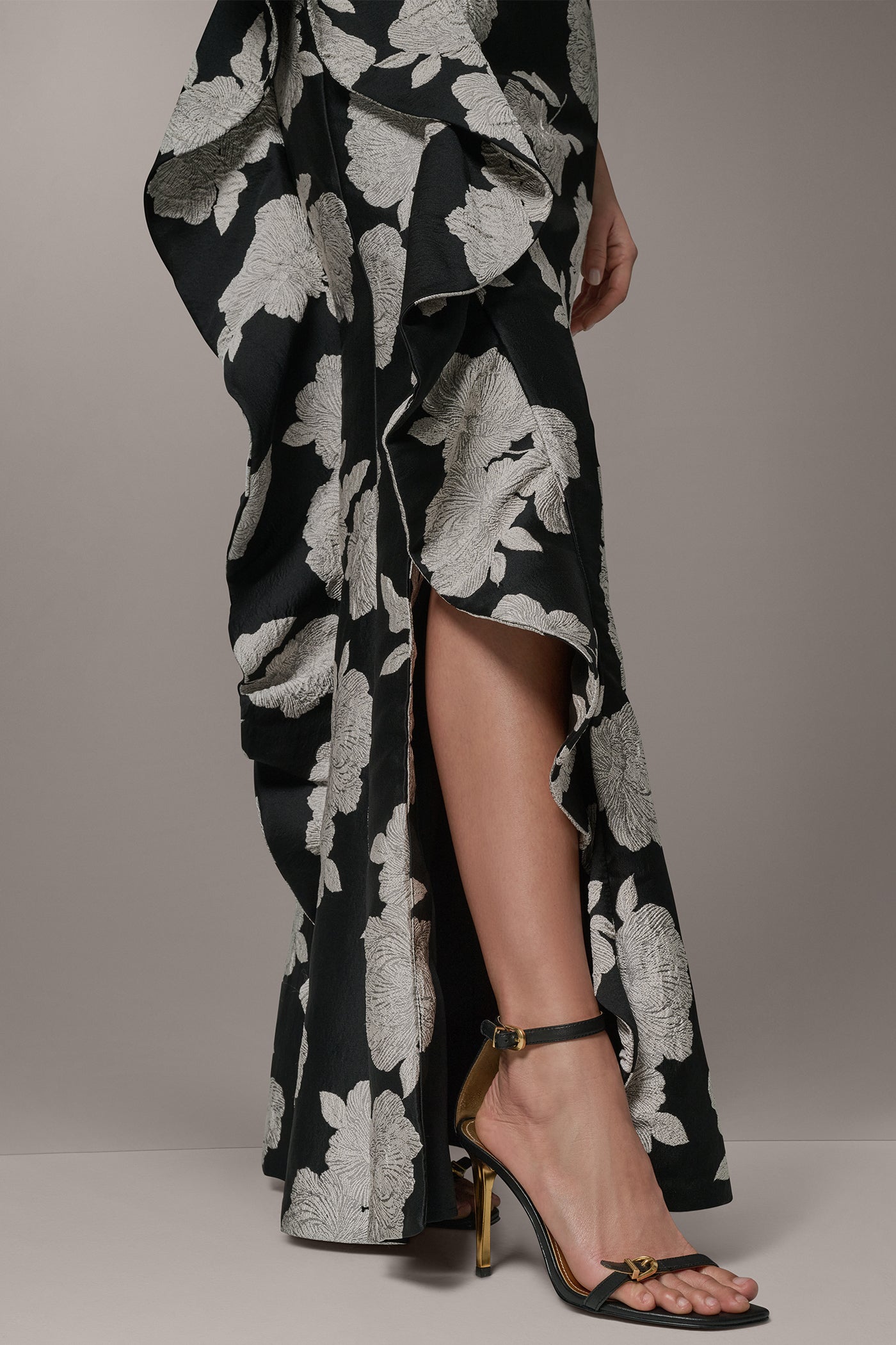 ONE SHOULDER FLORAL SIDE RUFFLE GOWN VIEW 7 | Dresses & Jumpsuits