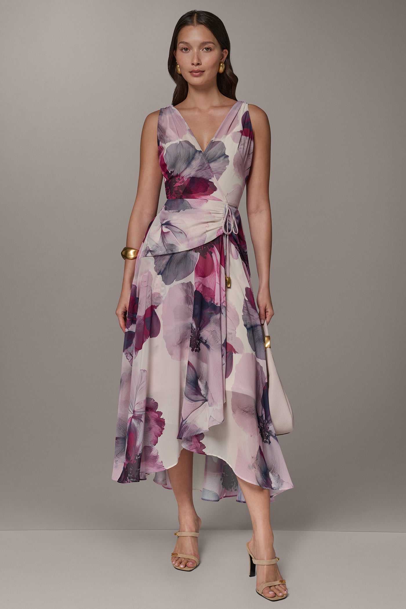 WRAP-EFFECT FLORAL MIDI A-LINE DRESS VIEW 7 | Summer Collection