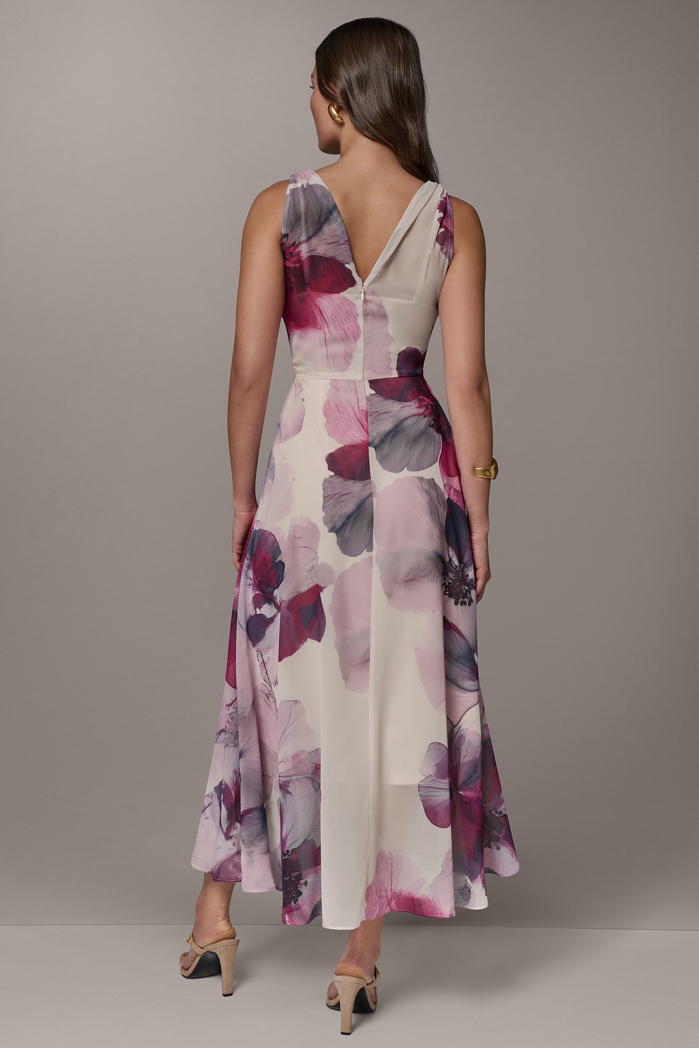 WRAP-EFFECT FLORAL MIDI A-LINE DRESS VIEW 3 | Summer Collection