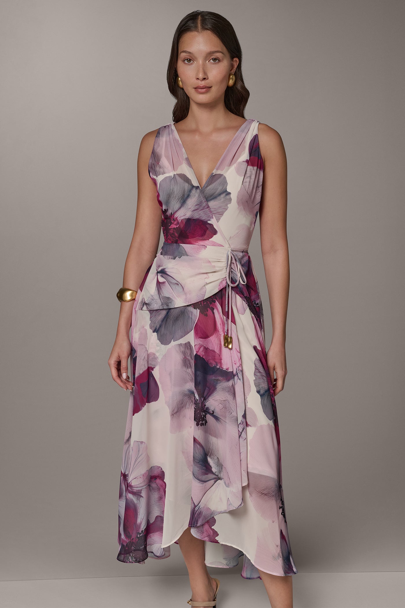 WRAP-EFFECT FLORAL MIDI A-LINE DRESS VIEW 6 | Summer Collection