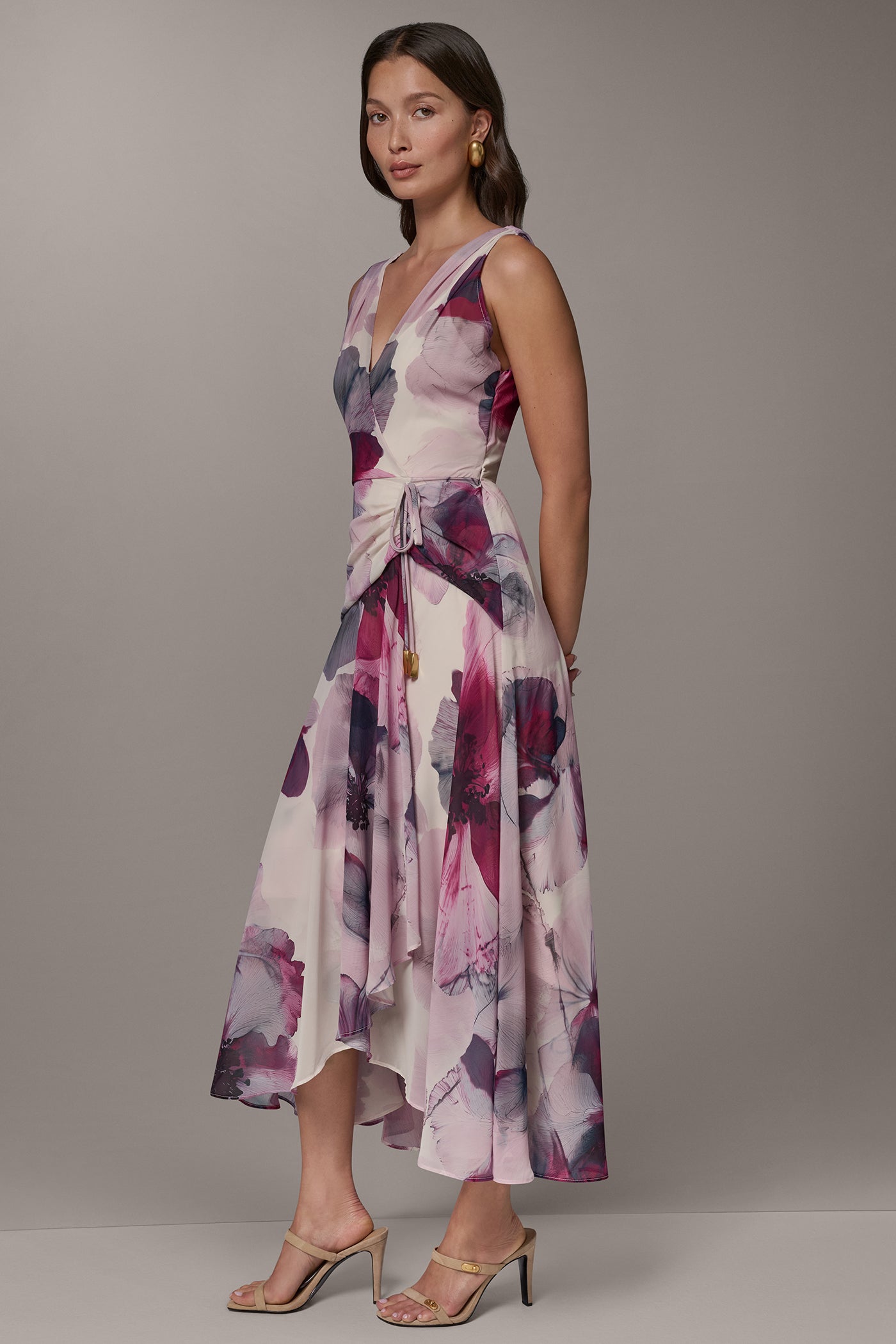WRAP-EFFECT FLORAL MIDI A-LINE DRESS VIEW 4 | Summer Collection