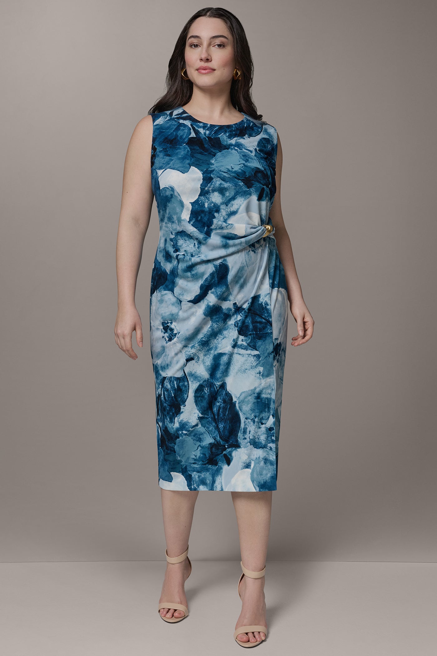 SLEEVELESS TWIST WAIST MIDI SHEATH VIEW 9 | Plus Size Dresses