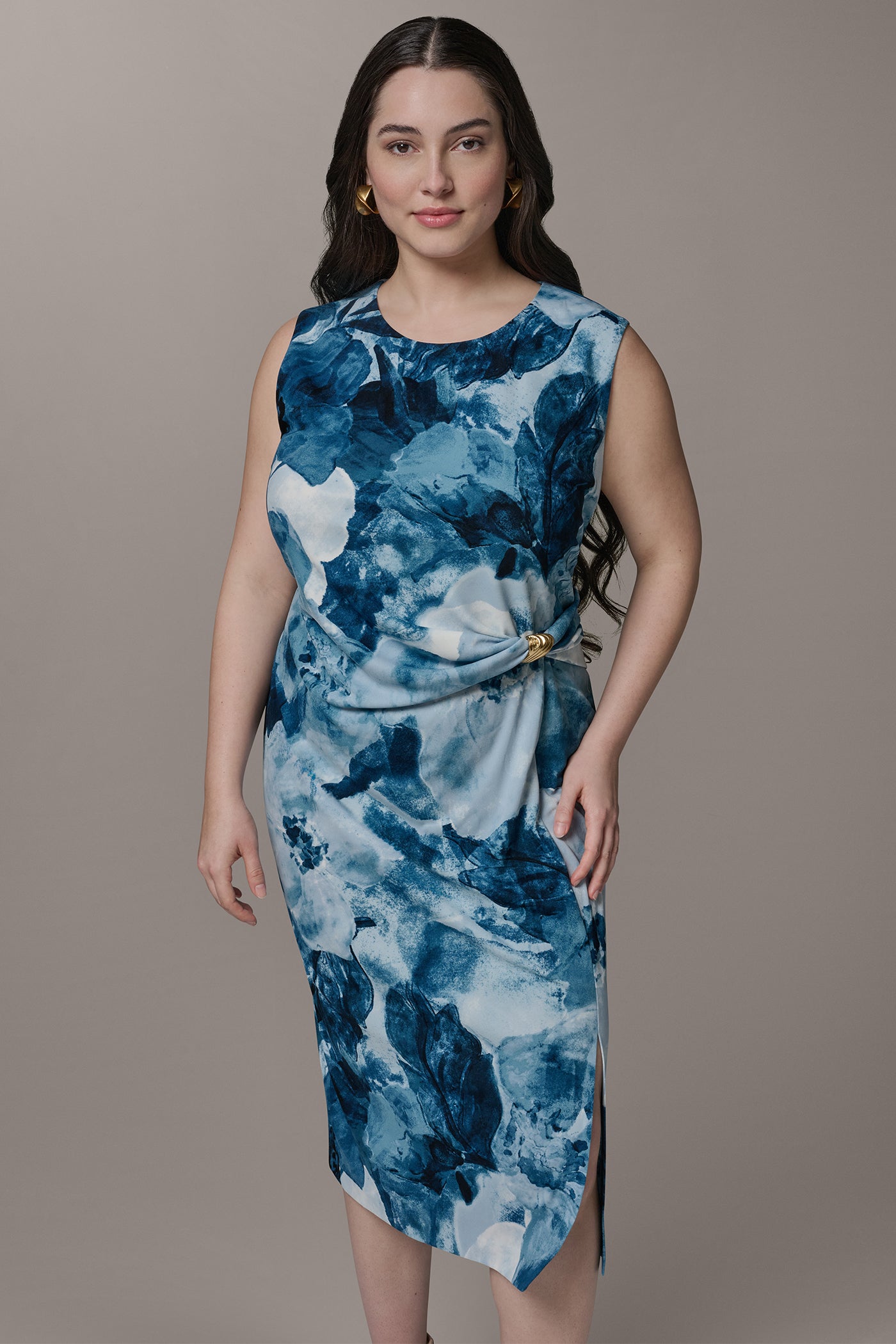 SLEEVELESS TWIST WAIST MIDI SHEATH VIEW 15 | Plus Size Dresses