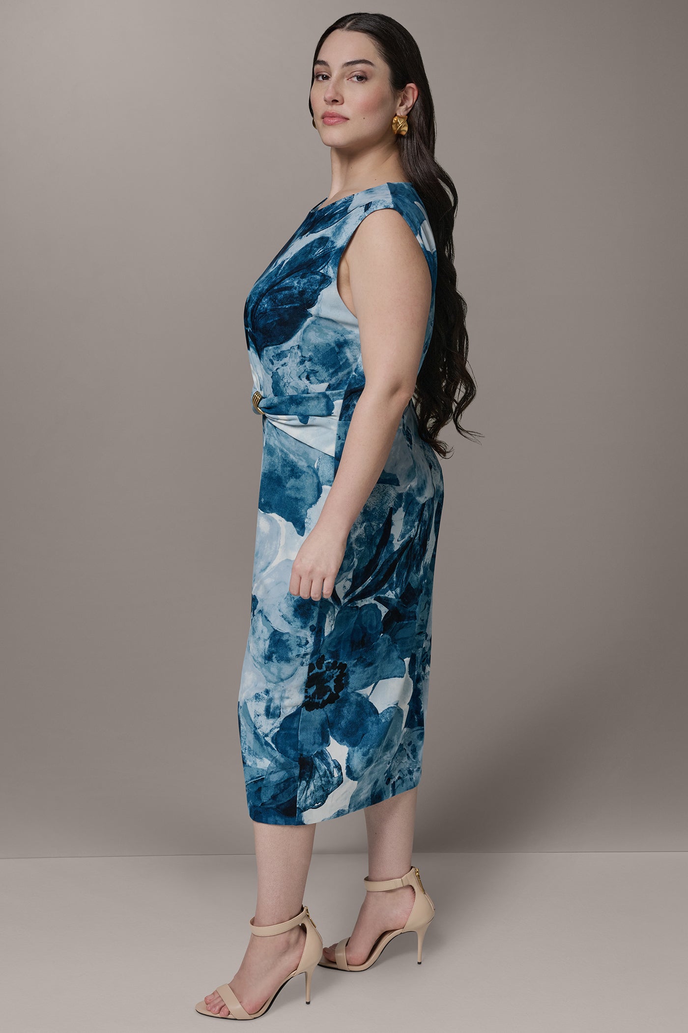 SLEEVELESS TWIST WAIST MIDI SHEATH VIEW 11 | Plus Size Dresses