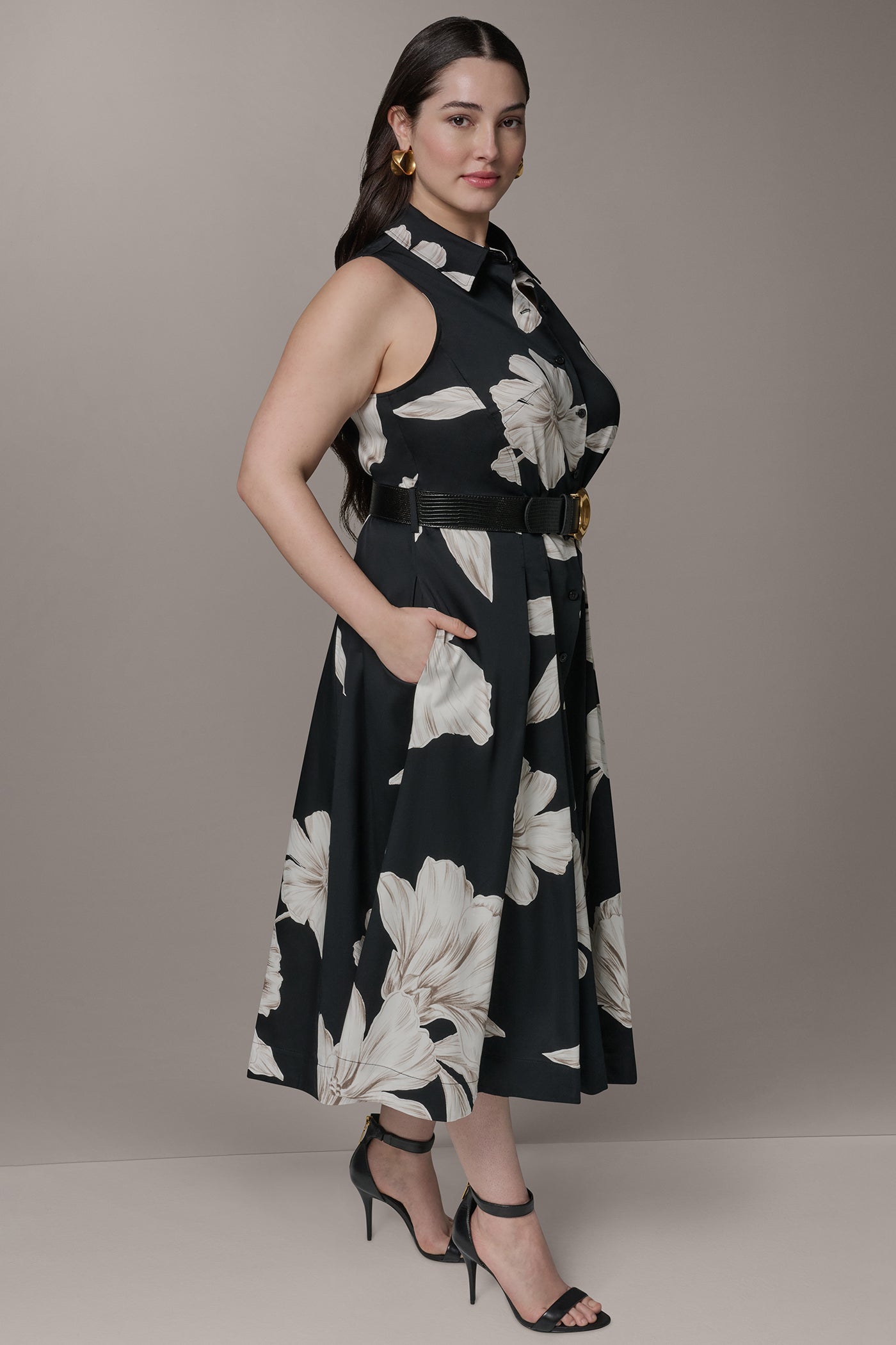 SLEEVELESS MIDI SHIRT DRESS VIEW 11 | Select Dresses