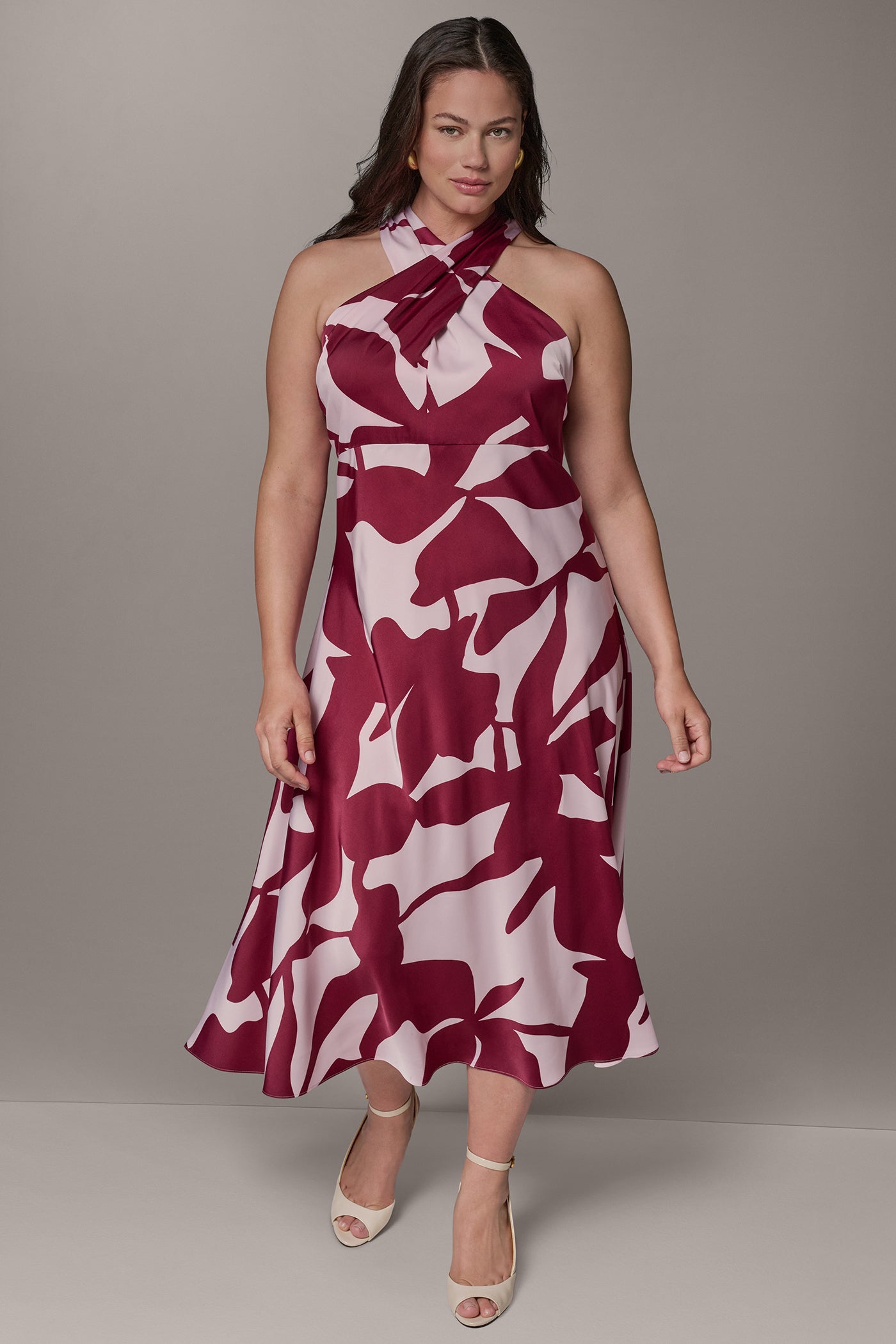 SLEEVELESS FLORAL HALTER NECK A-LINE DRESS VIEW 9 | Cocktail & Party