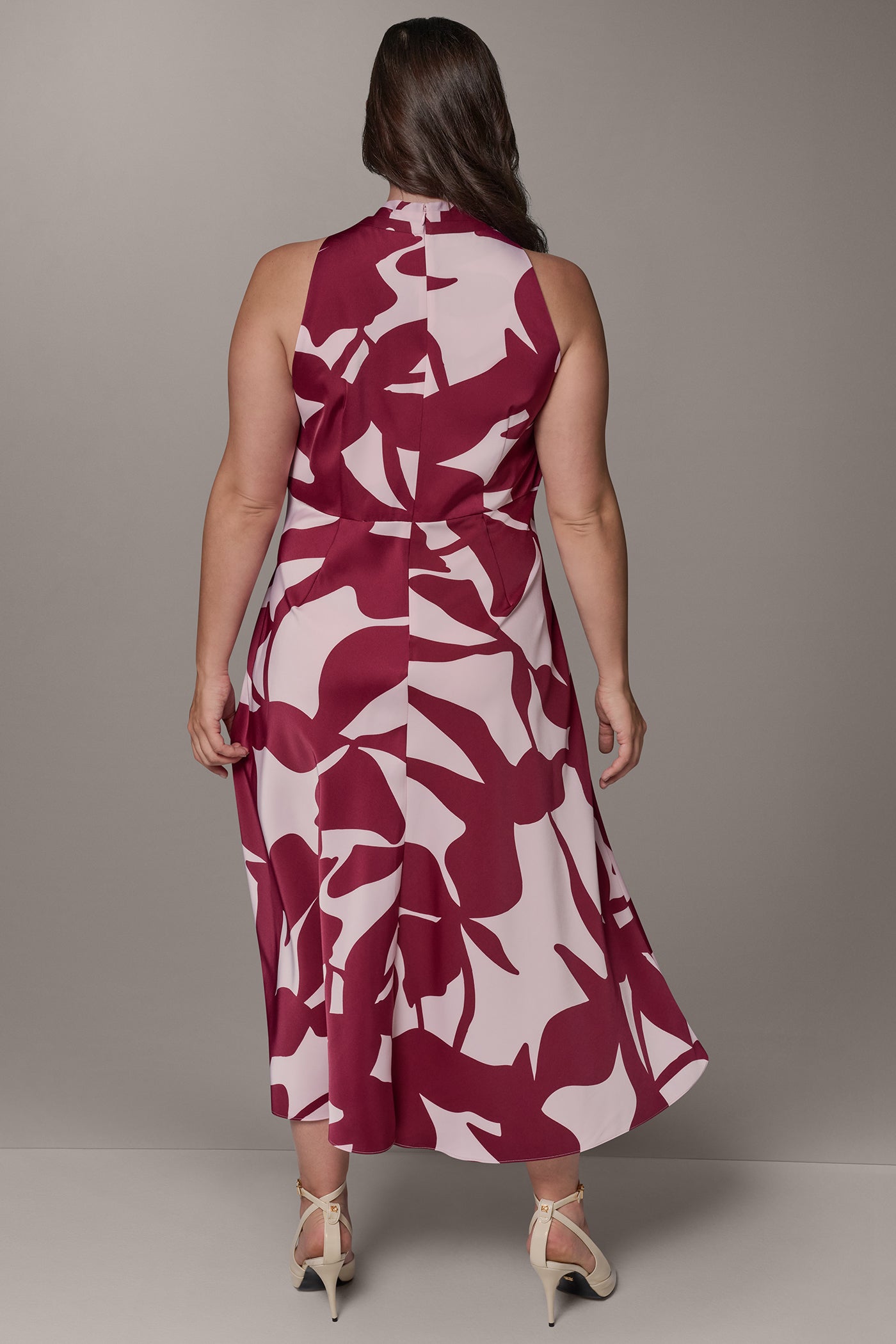 SLEEVELESS FLORAL HALTER NECK A-LINE DRESS VIEW 12 | Cocktail & Party