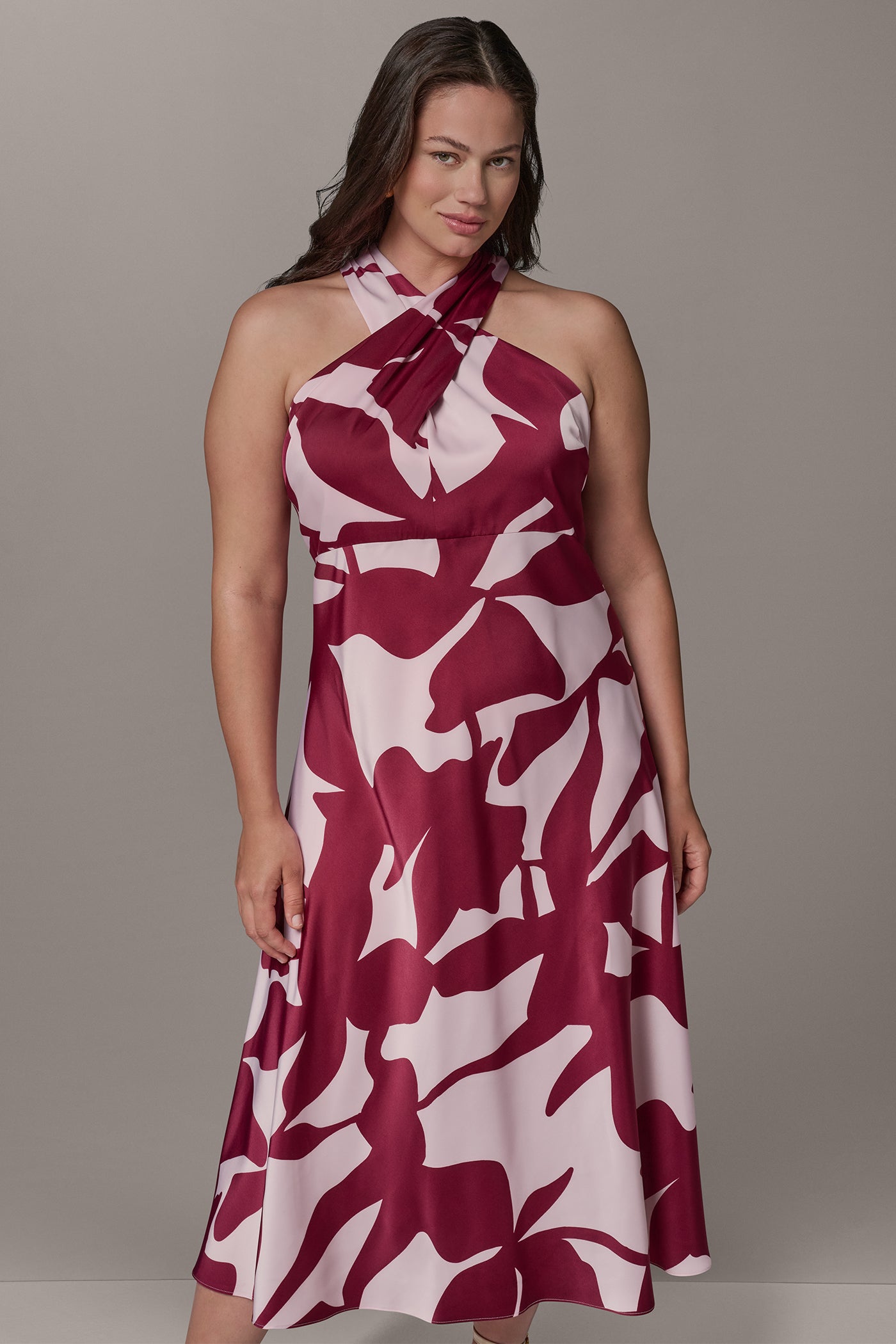 SLEEVELESS FLORAL HALTER NECK A-LINE DRESS VIEW 10 | Cocktail & Party