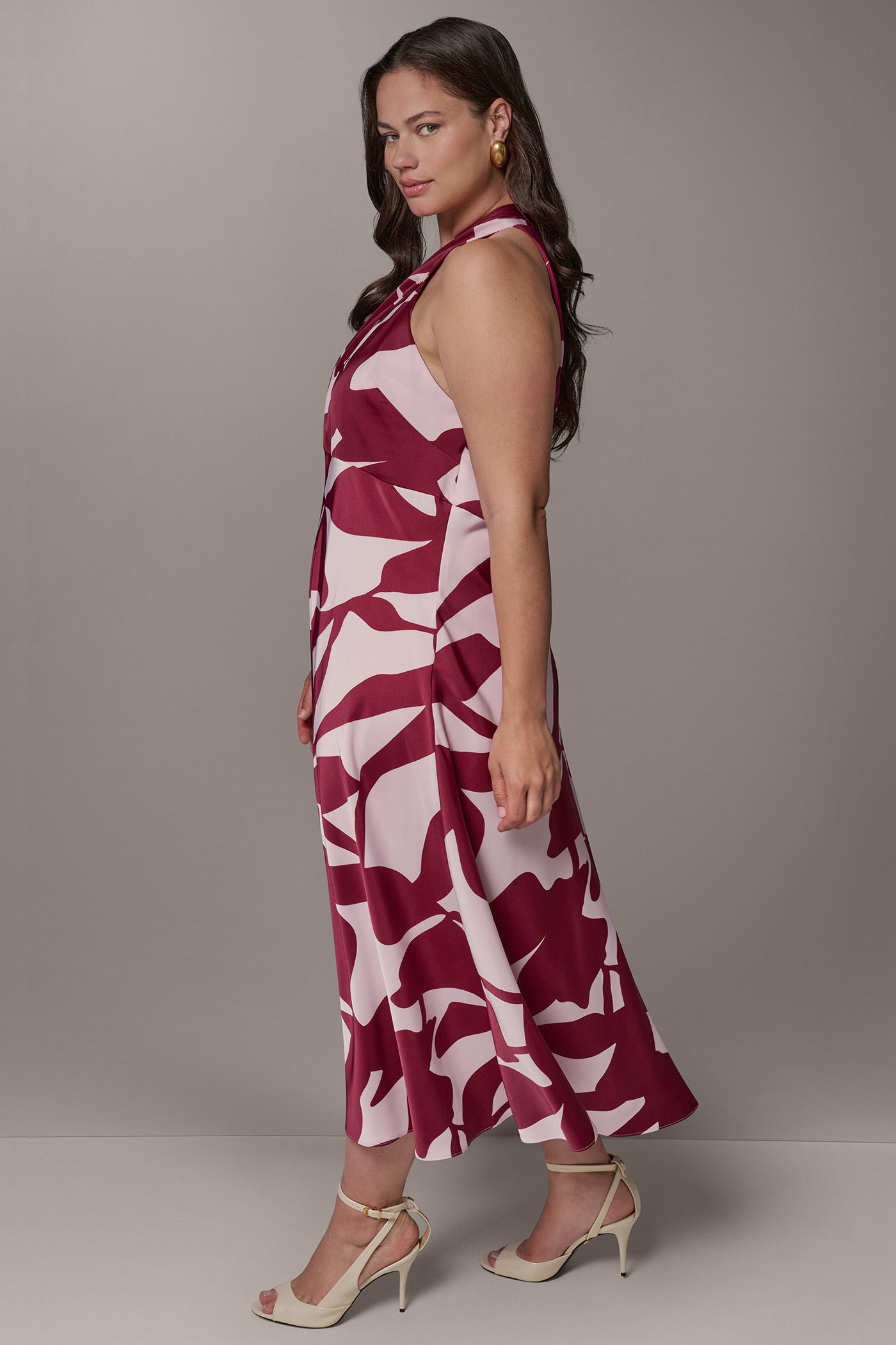 SLEEVELESS FLORAL HALTER NECK A-LINE DRESS VIEW 11 | Cocktail & Party