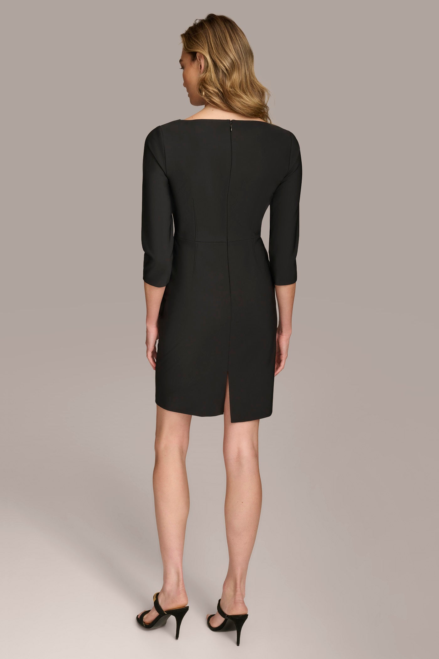 SCUBA SHEATH WITH ASYMMETRICAL NECK | View 2 | Black Dresses
