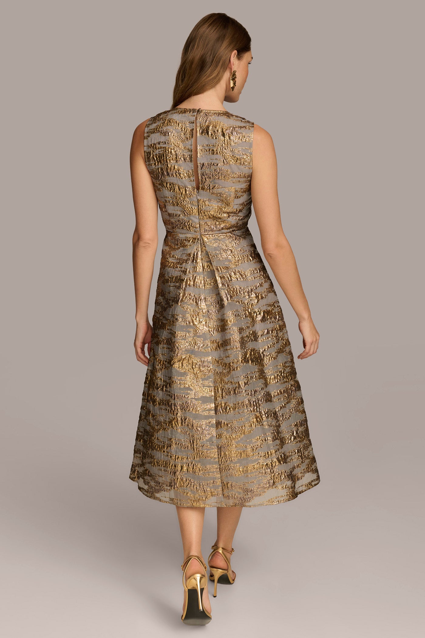 BELTED BROCADE MIDI GOWN | View 2 | Dresses & Jumpsuits