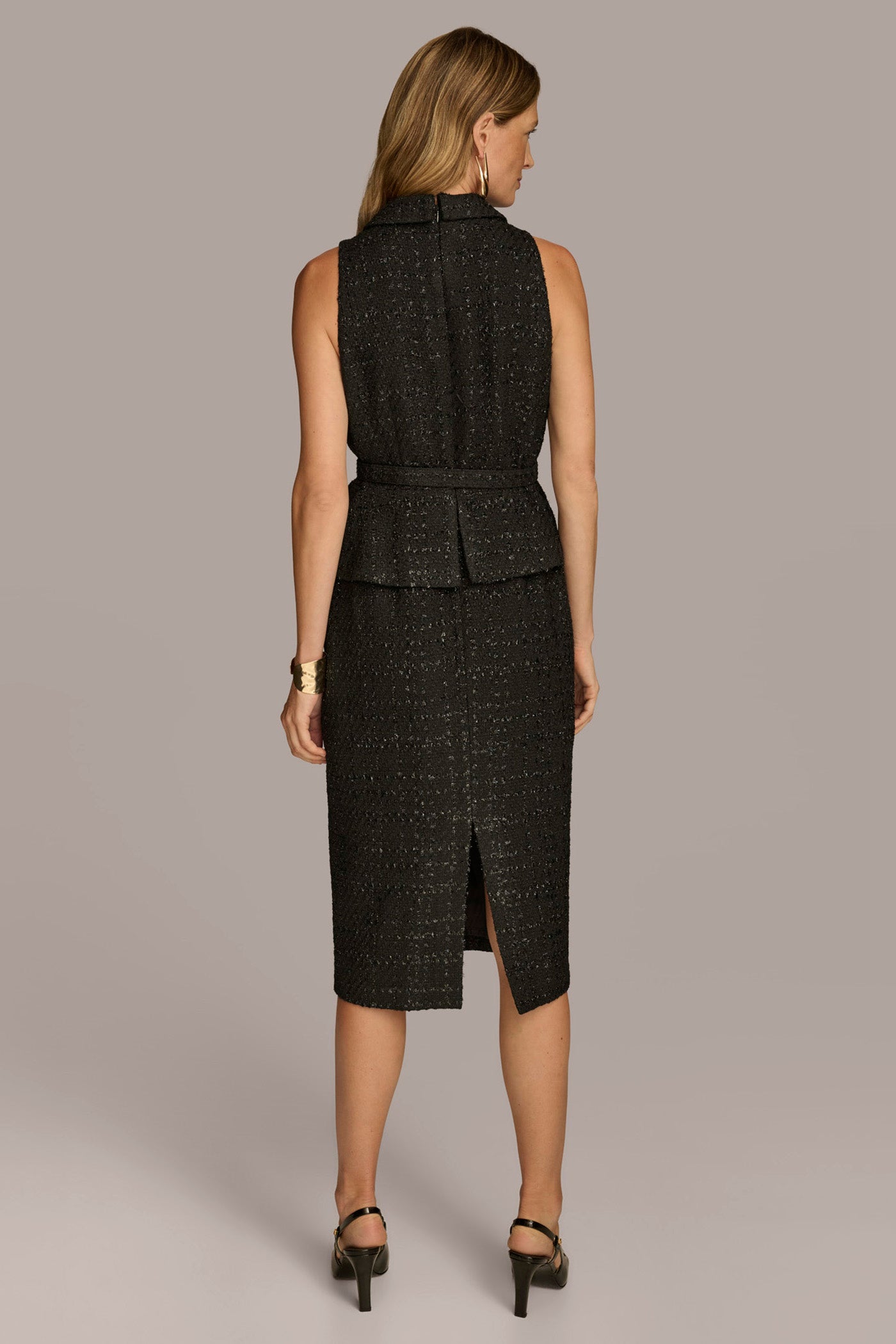 BELTED MIDI PEPLUM SUIT DRESS | View 2 | Fall Collection