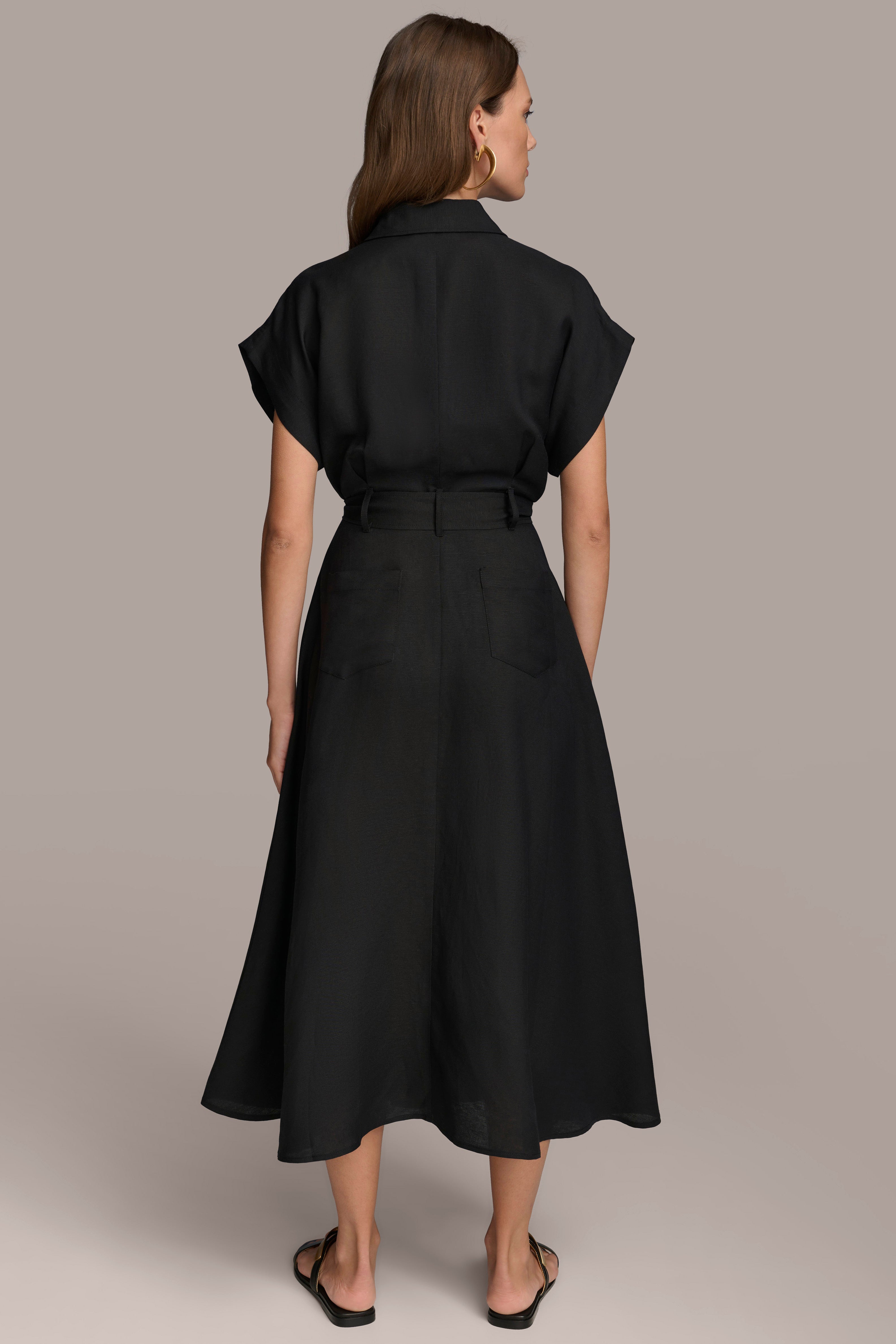 LINEN-BLEND MIDI SHIRT DRESS | View 2 | Dresses & Jumpsuits