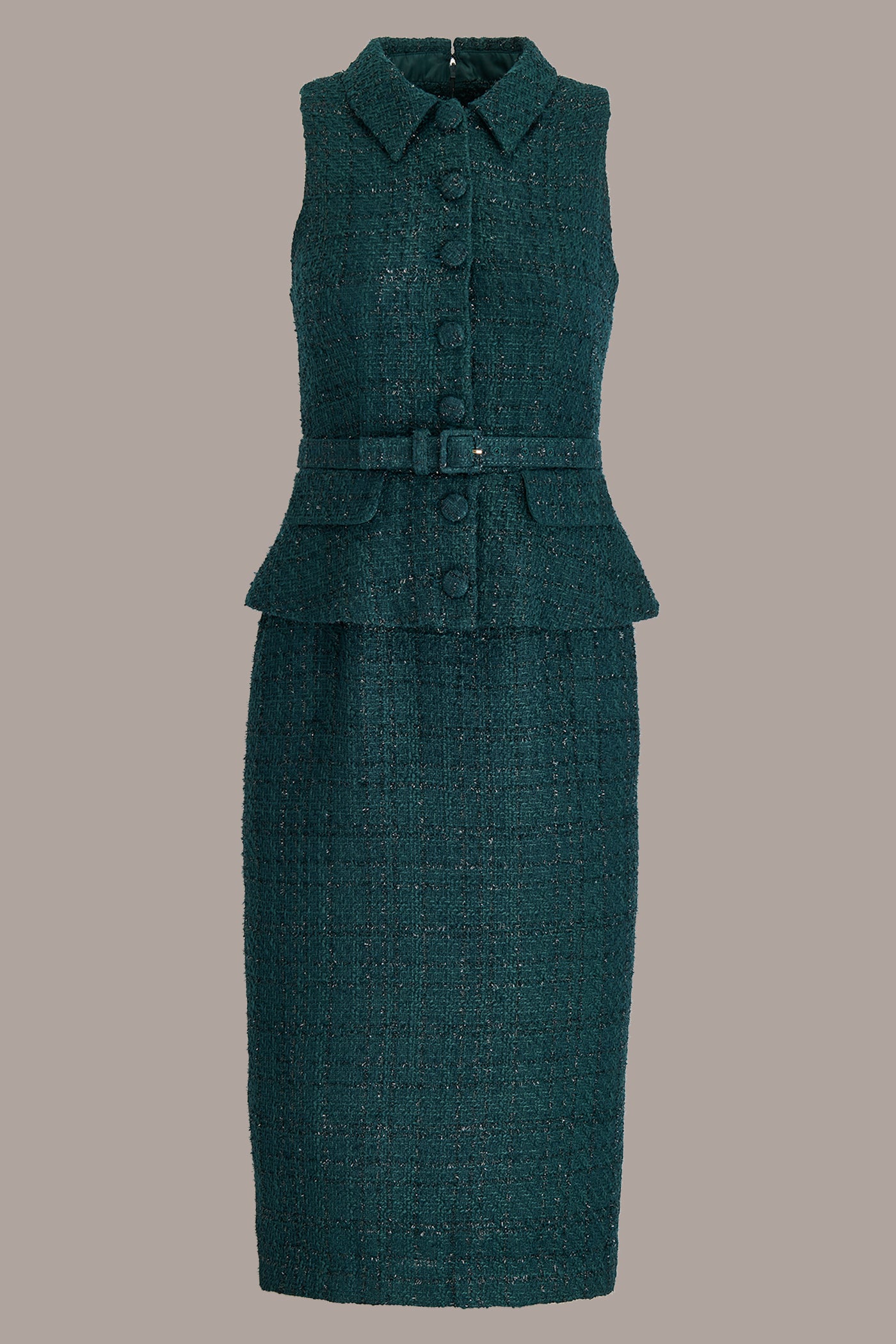 BELTED MIDI PEPLUM SUIT DRESS VIEW 7 | Dresses & Jumpsuits