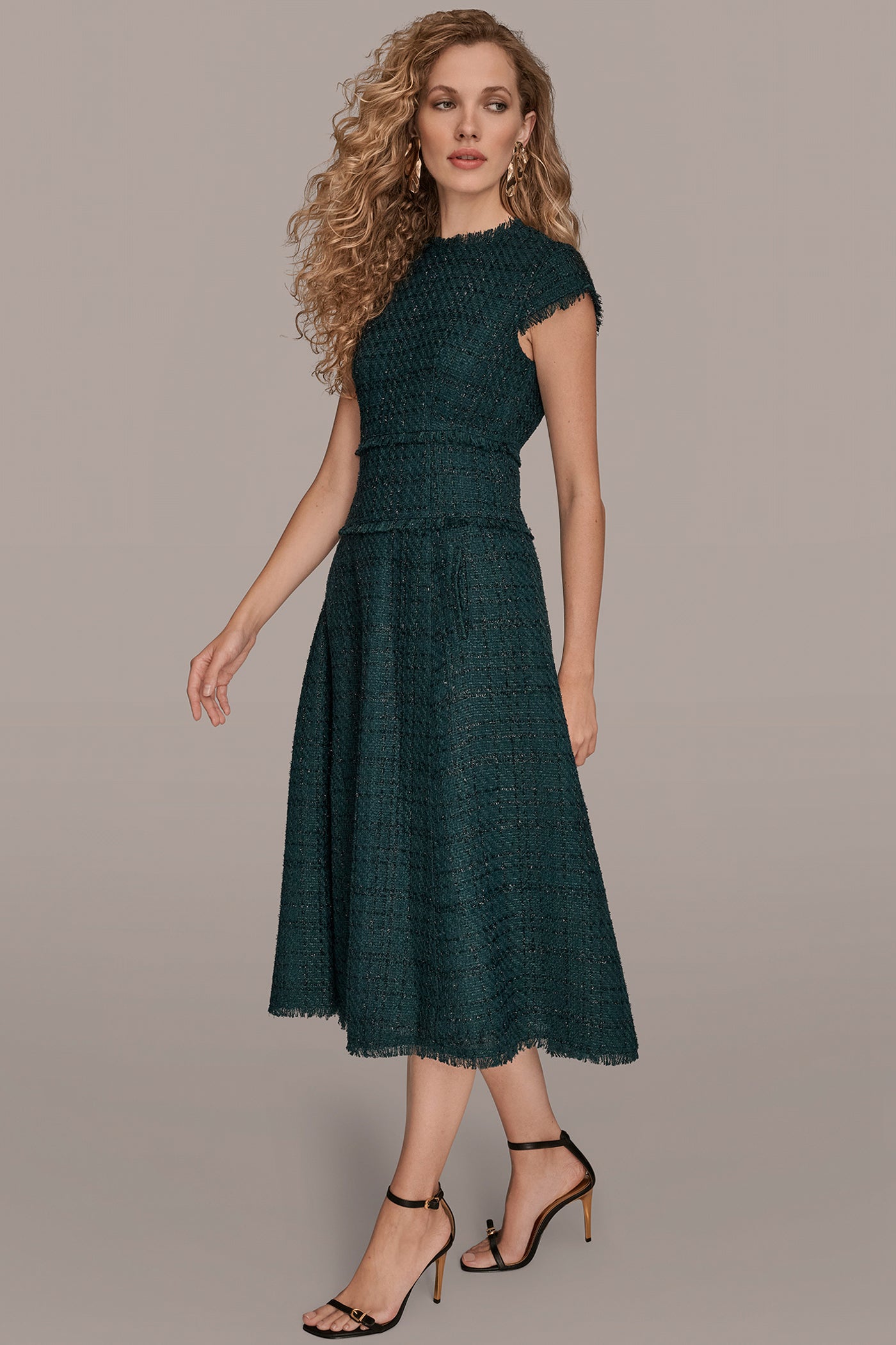 FRAYED TWEED MIDI DRESS VIEW 4 | Dresses & Jumpsuits