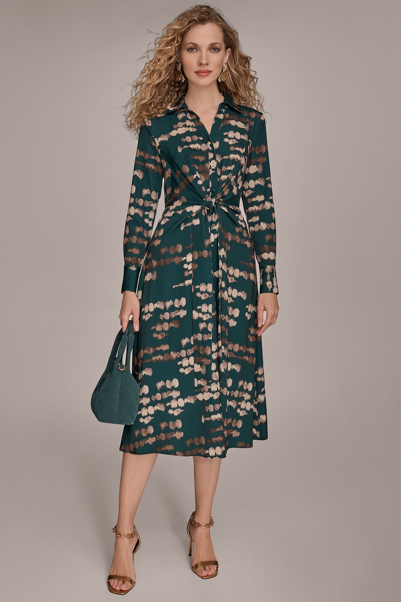 GATHERED MIDI SHIRT DRESS | View 1 | Office to Evening Dresses