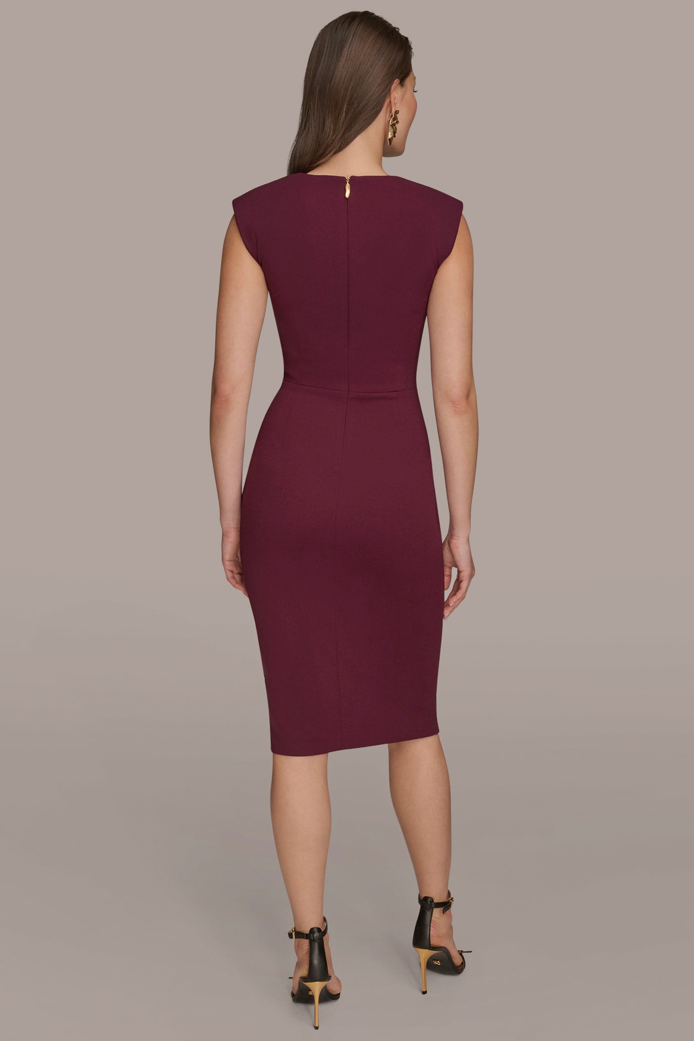GATHERED SPLIT-FRONT MIDI SHEATH DRESS | View 2 | Cocktail & Party