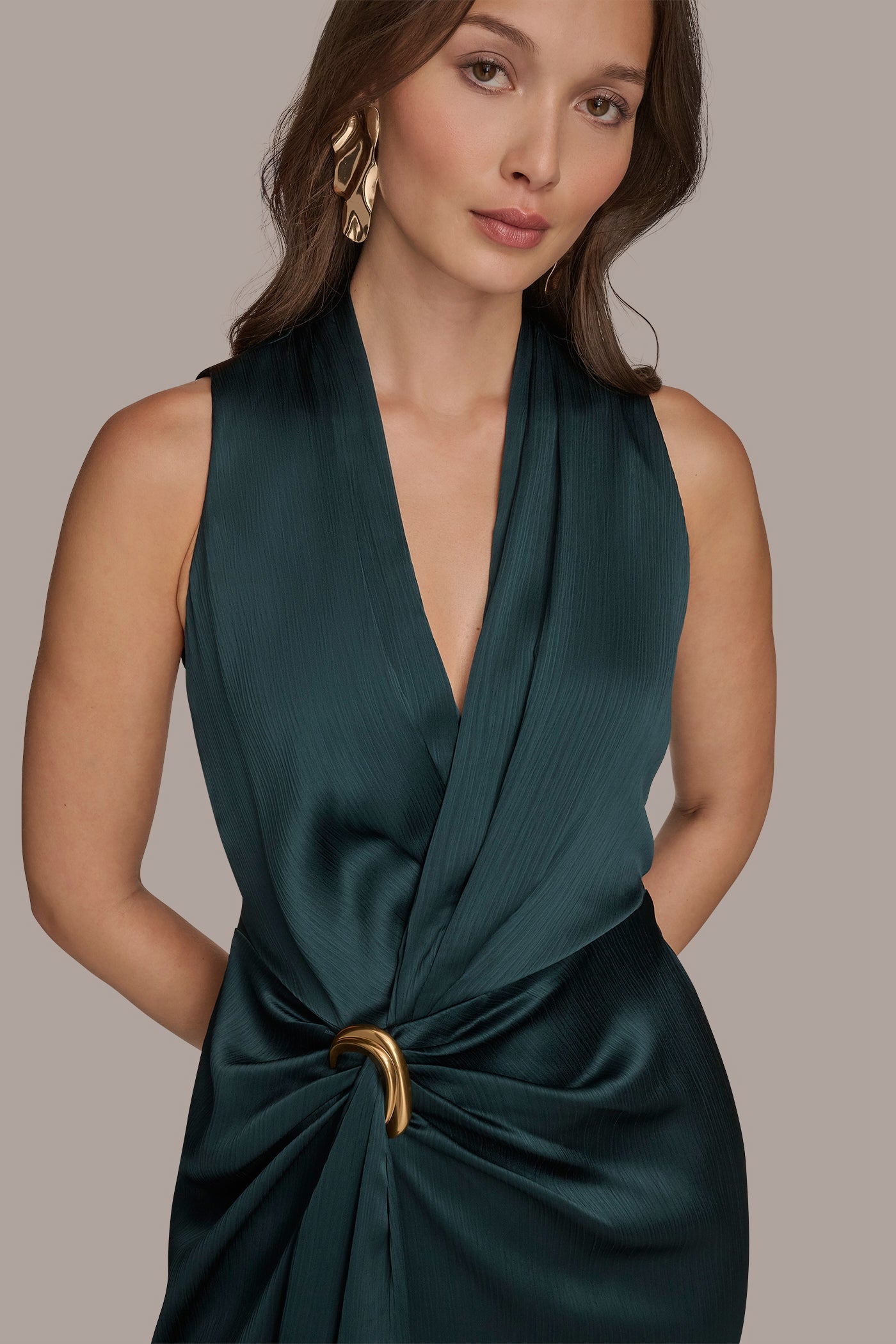 V-NECK MAXI WRAP DRESS VIEW 5 | Ball Gowns