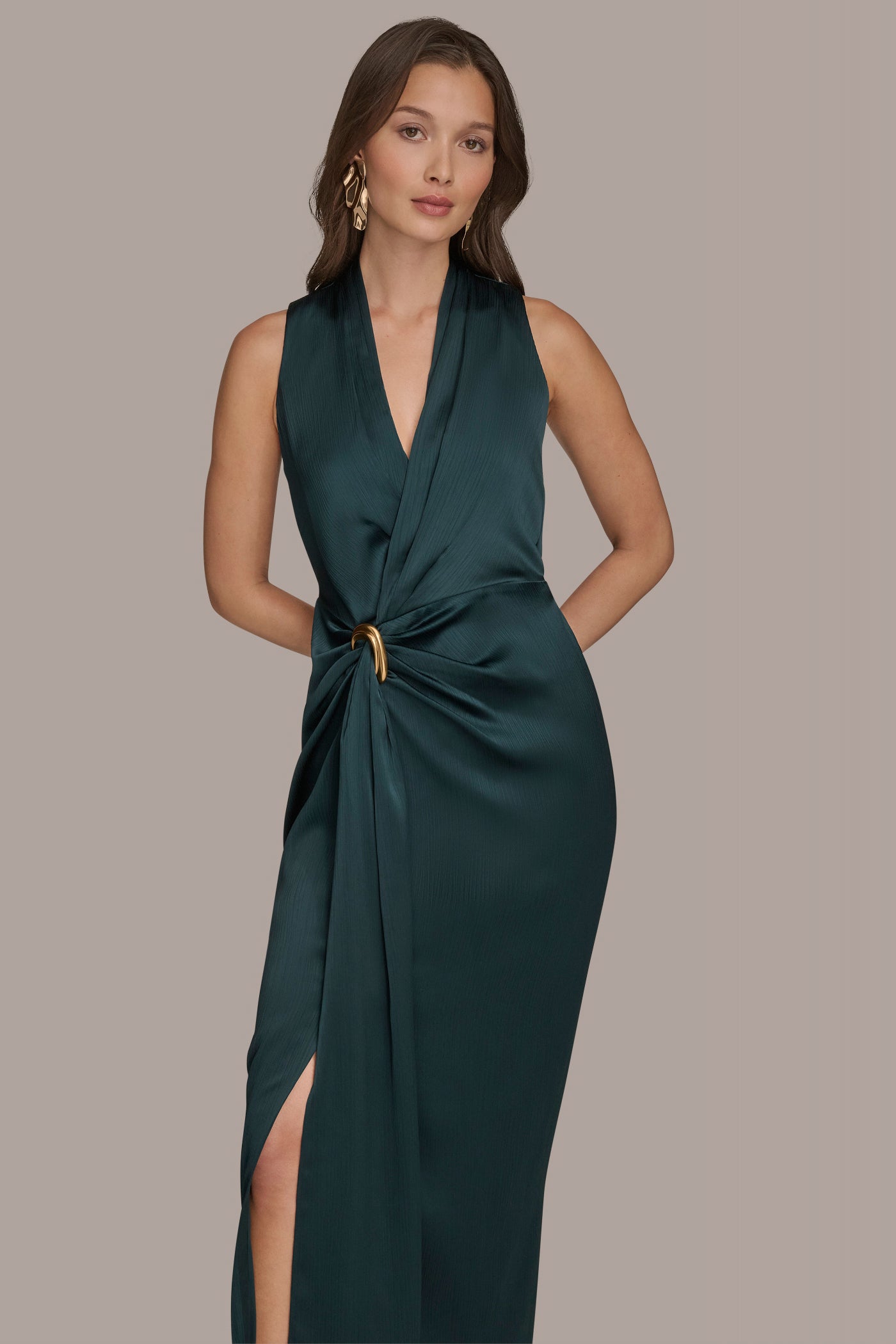 V-NECK MAXI WRAP DRESS VIEW 4 | Ball Gowns