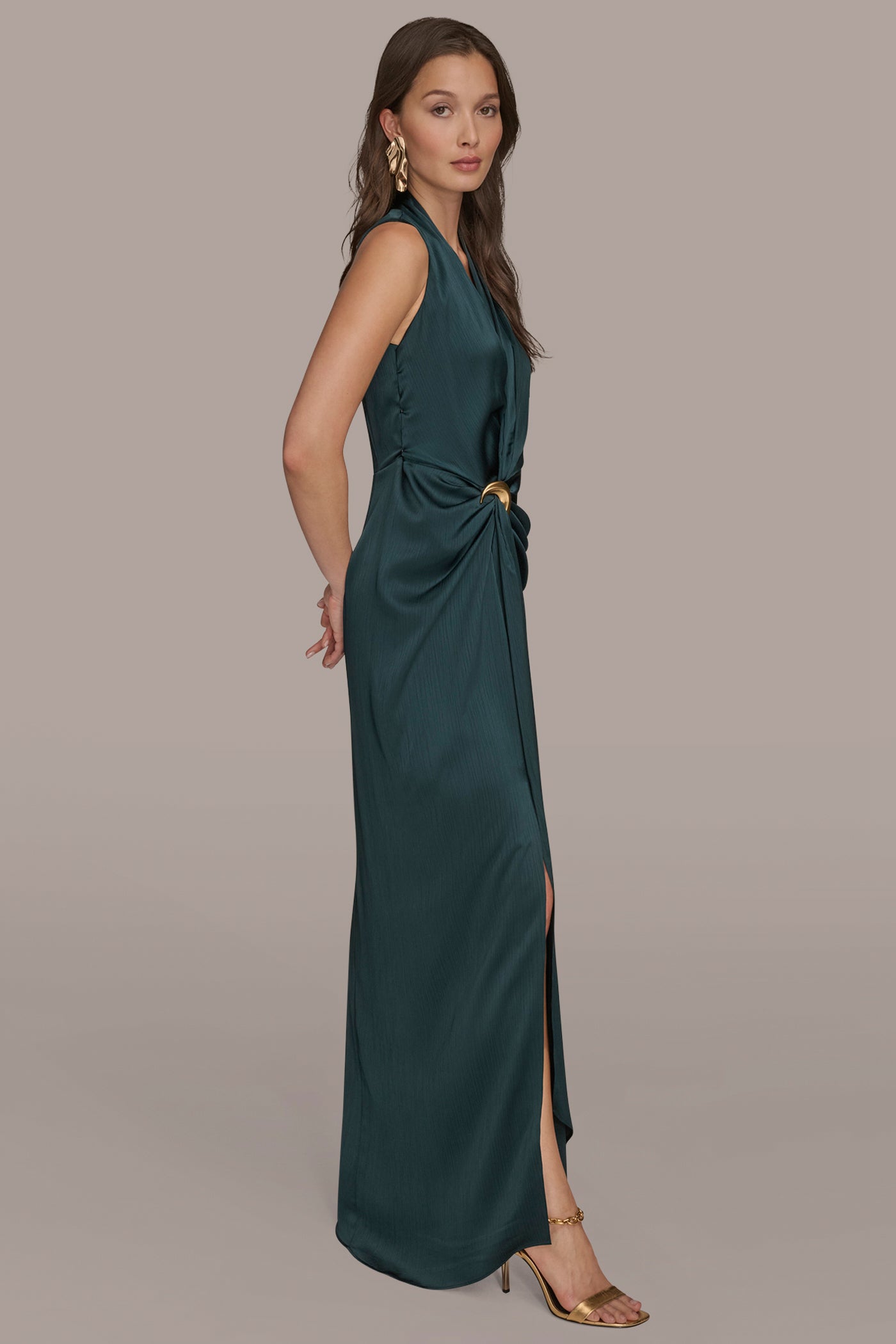 V-NECK MAXI WRAP DRESS VIEW 3 | Ball Gowns