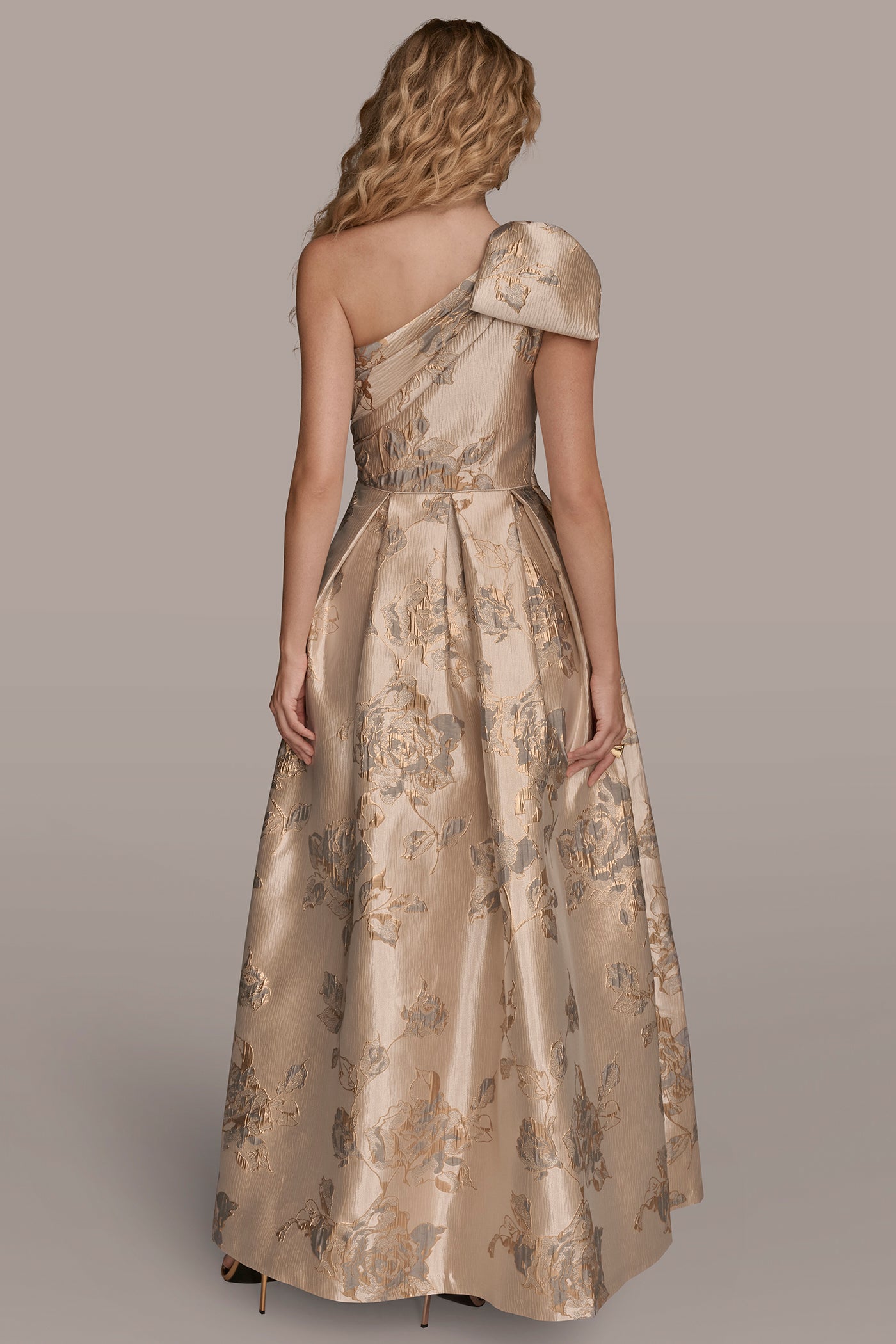 BOW-EMBELLISHED ONE-SHOULDER JACQUARD BALL GOWN | View 2 | Ball Gowns