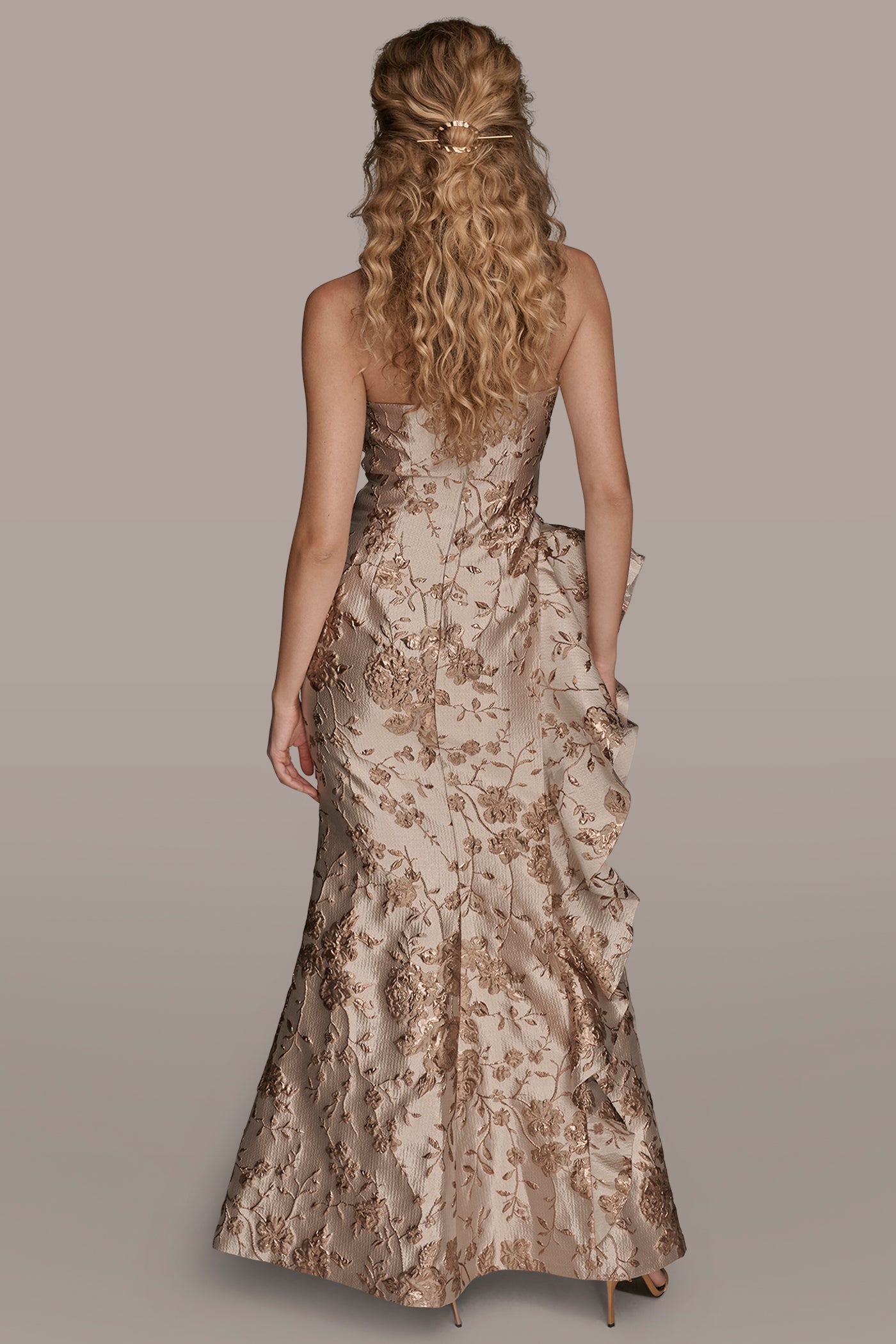 CASCADING RUFFLE FLORAL-JACQUARD GOWN | View 2 | Ball Gowns