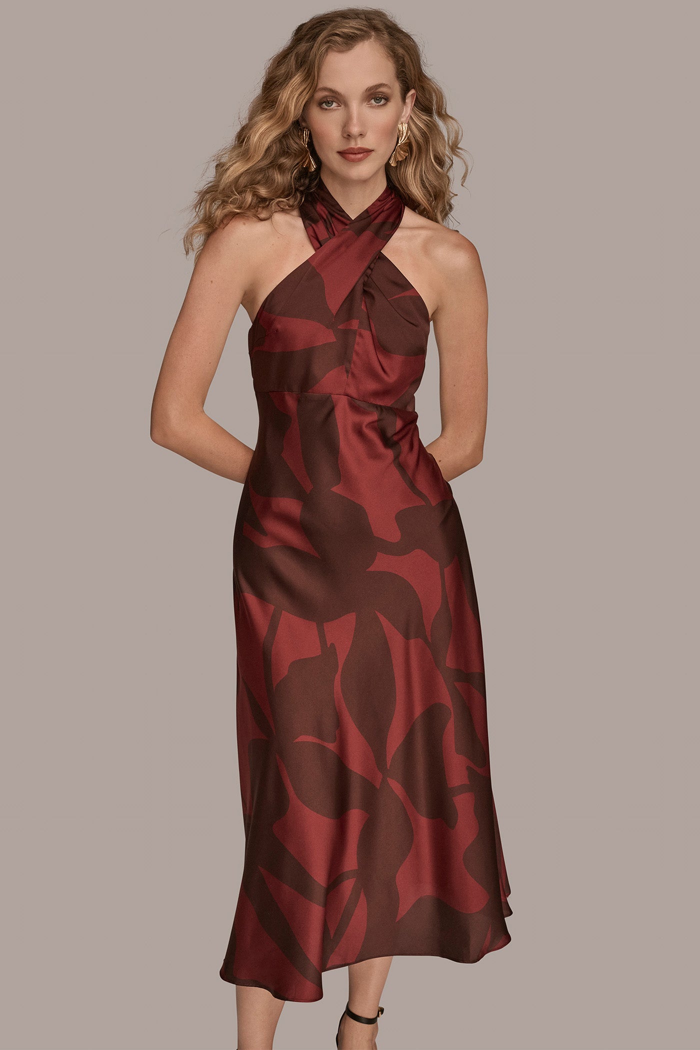 CROSS-FRONT MIDI HALTER DRESS VIEW 4 | Dresses & Jumpsuits