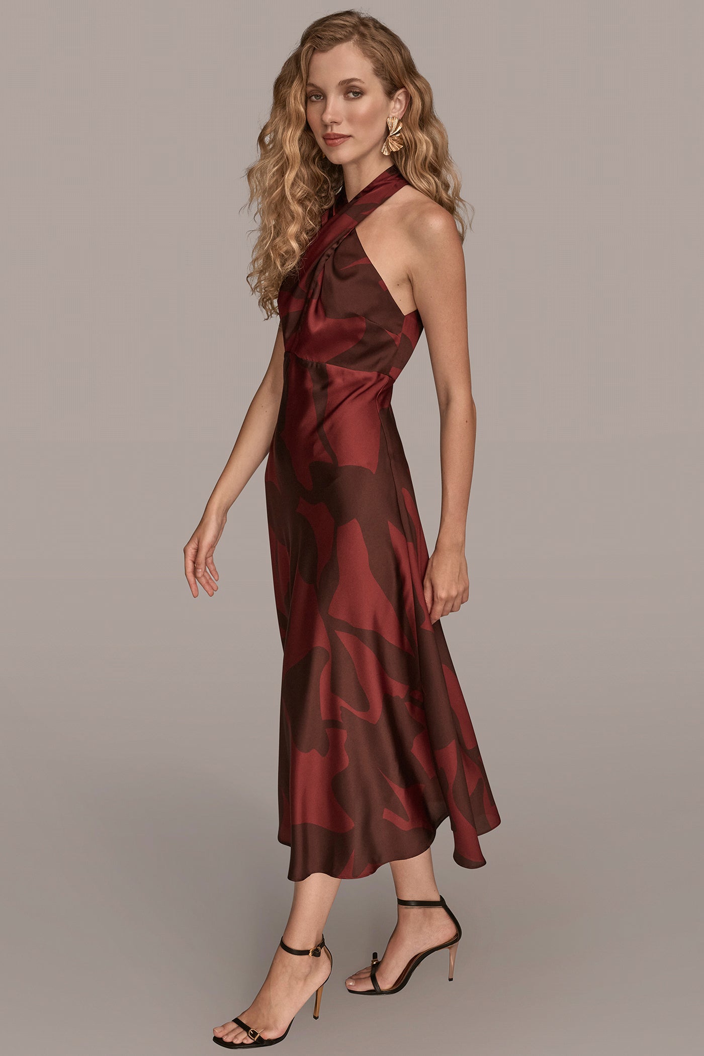 CROSS-FRONT MIDI HALTER DRESS VIEW 3 | Dresses & Jumpsuits