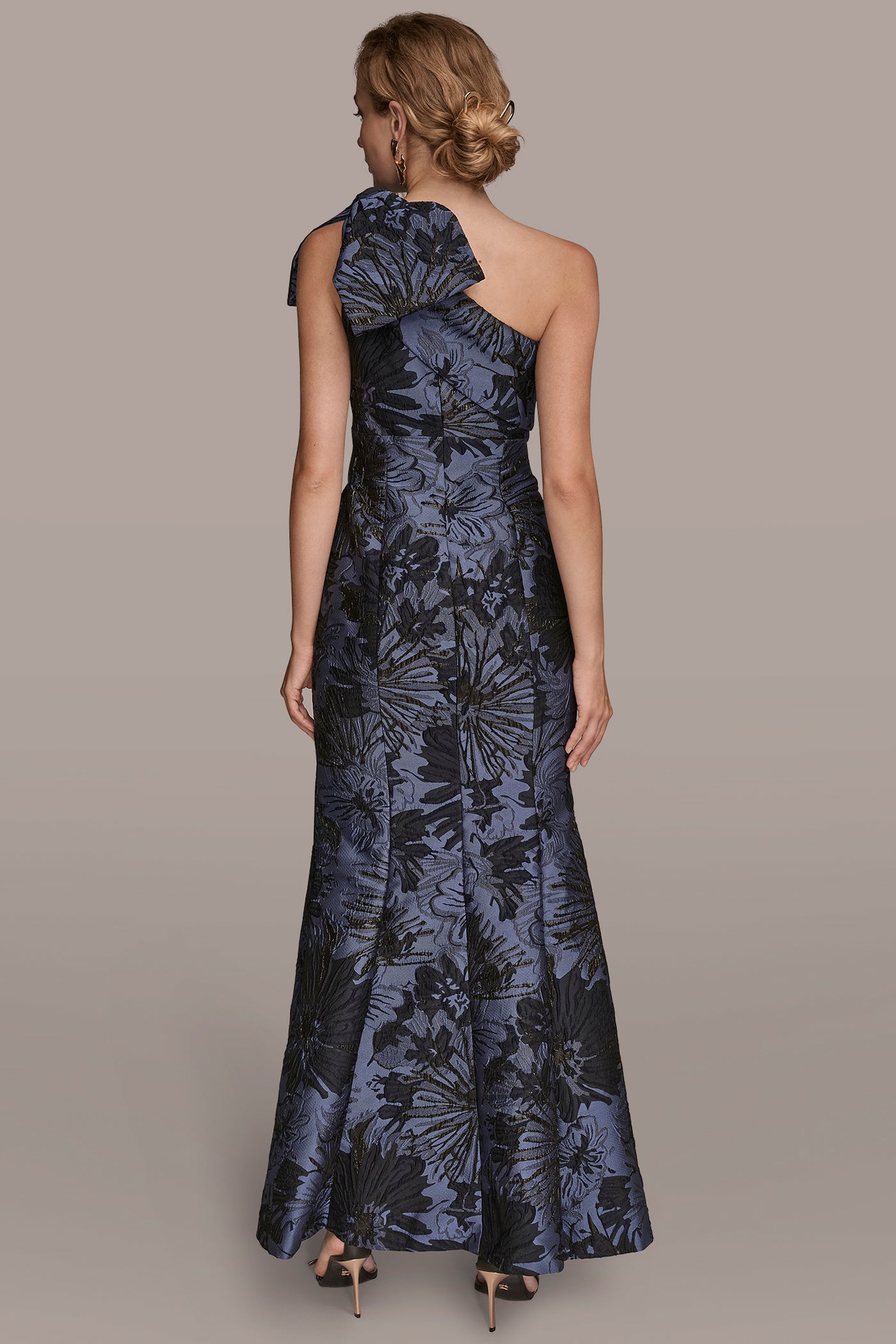 ONE SHOULDER BOW FLORAL GOWN | View 2 | Formal & Black Tie