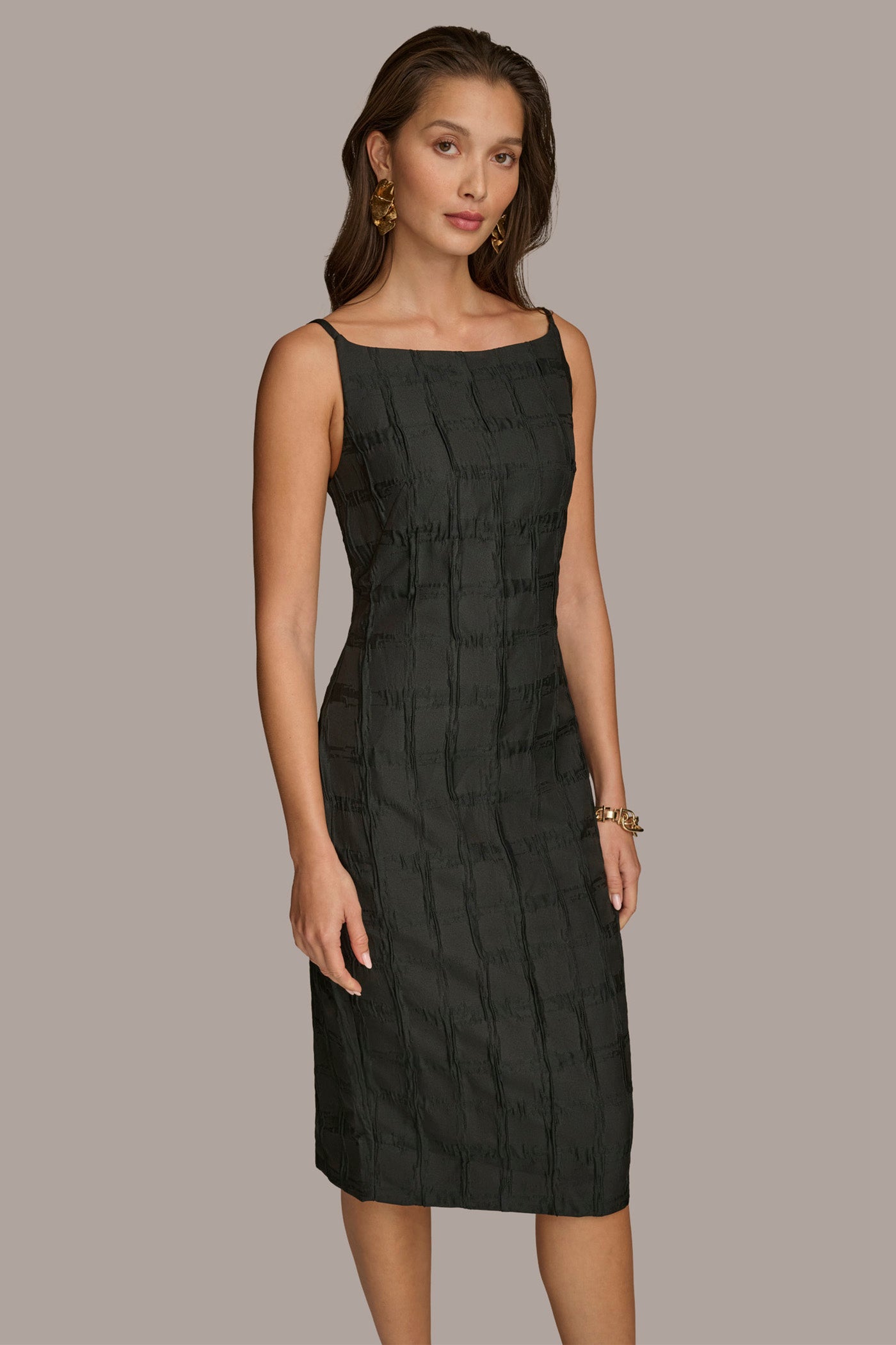PLAID JACQUARD MIDI SHEATH DRESS VIEW 5 | Select Dresses
